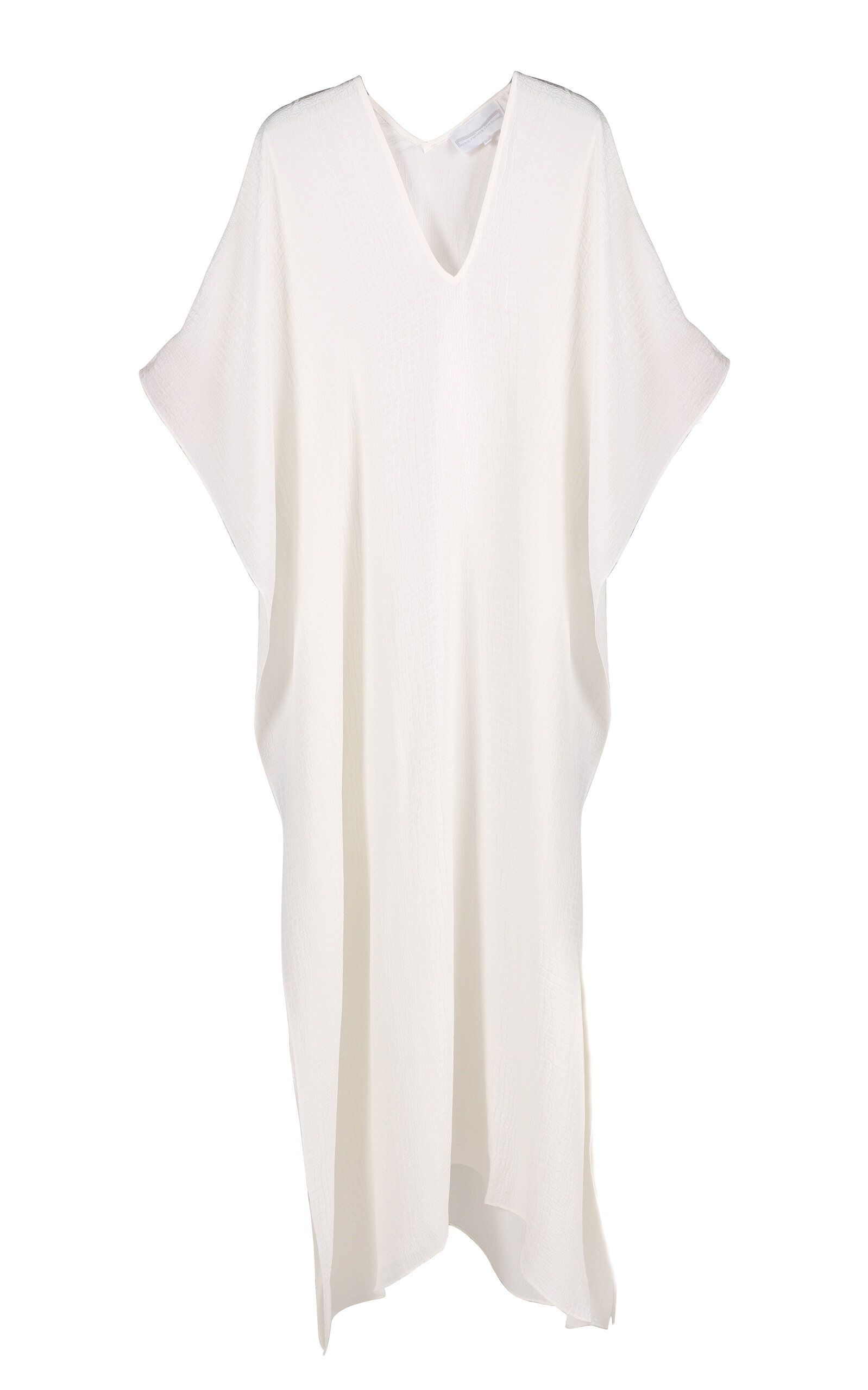 Marie France Van Damme Boubou Silk Croco-jacquard Caftan In White