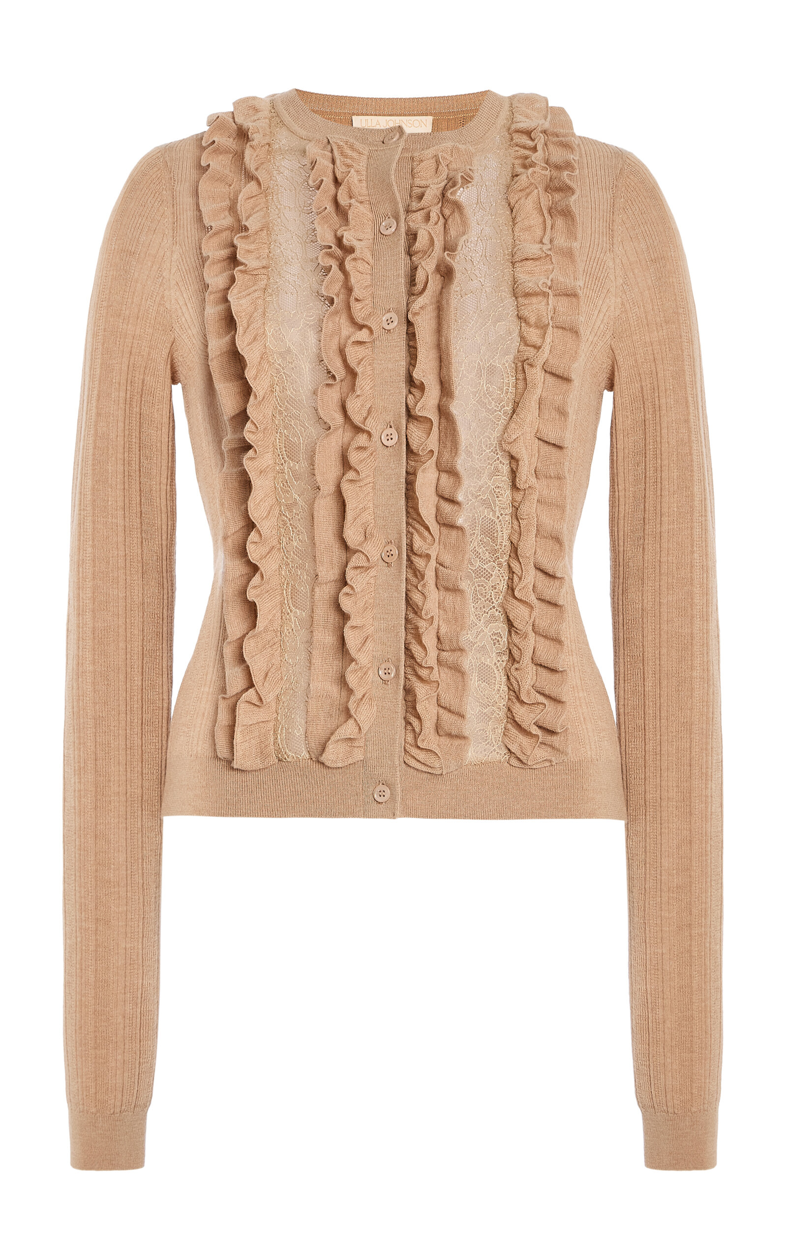 Ulla Johnson Maryel Embroidered Wool Cardigan In Tan