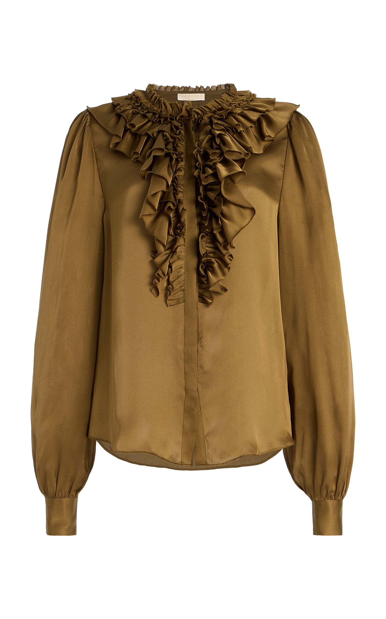 Ulla Johnson Rouen Ruffled Silk Top - Olive