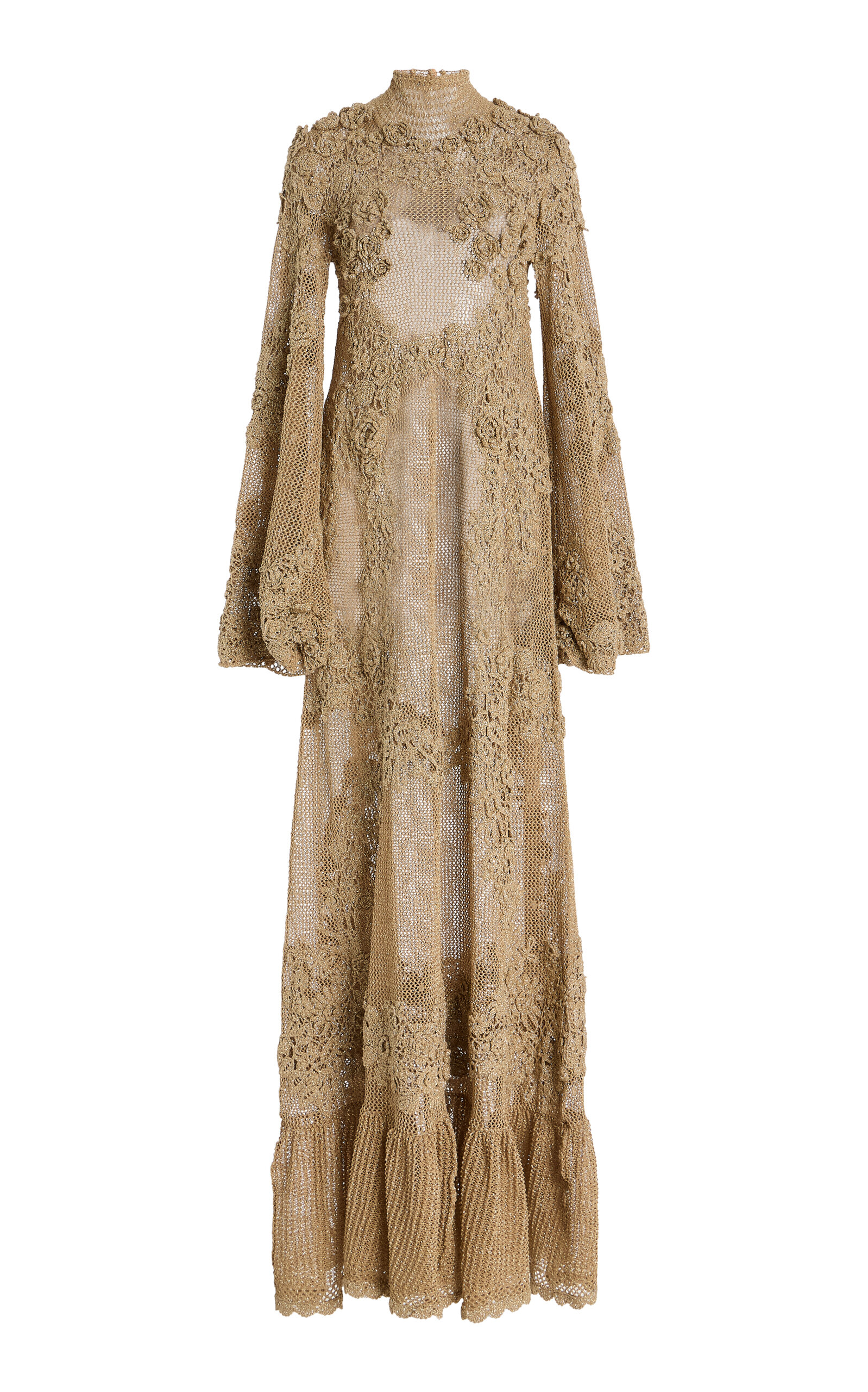 Ulla Johnson Leah Crochet Knit Maxi Dress In Nude