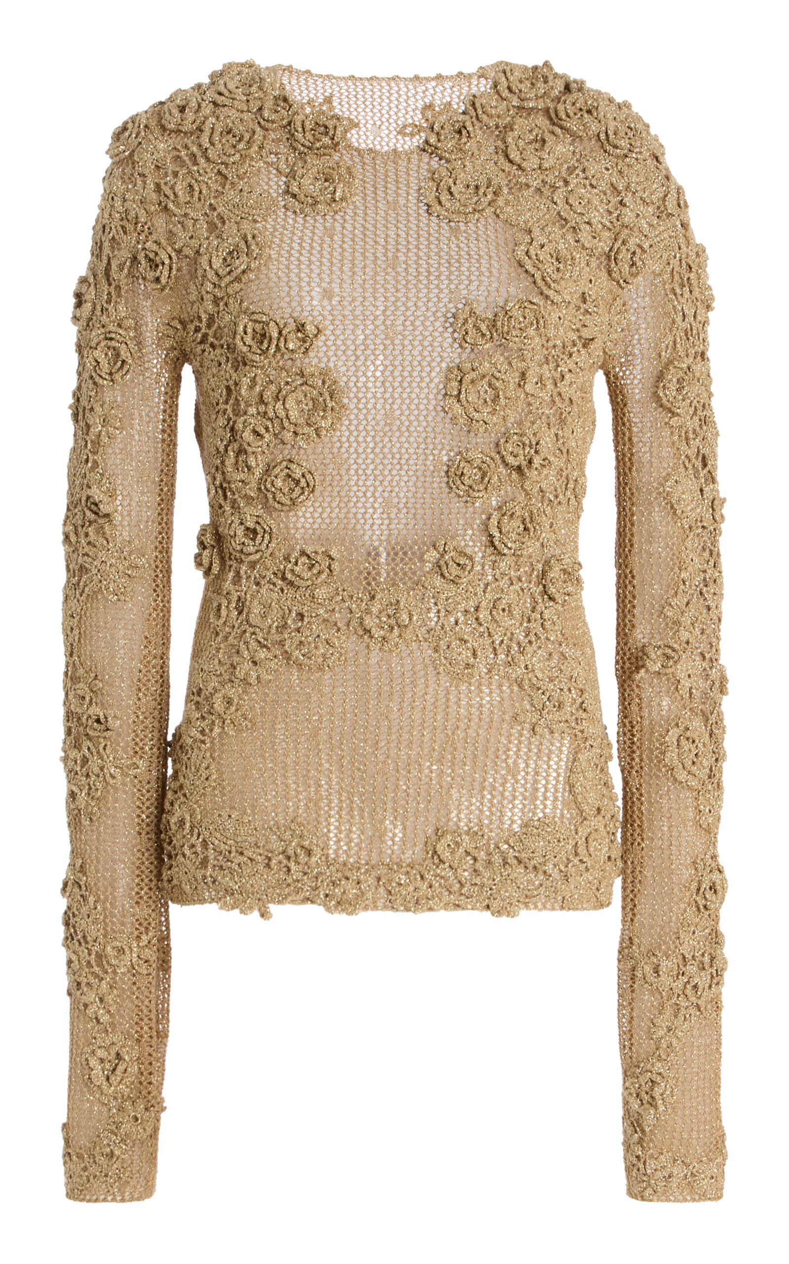 Ulla Johnson Viola Crochet Knit Pullover In Nude