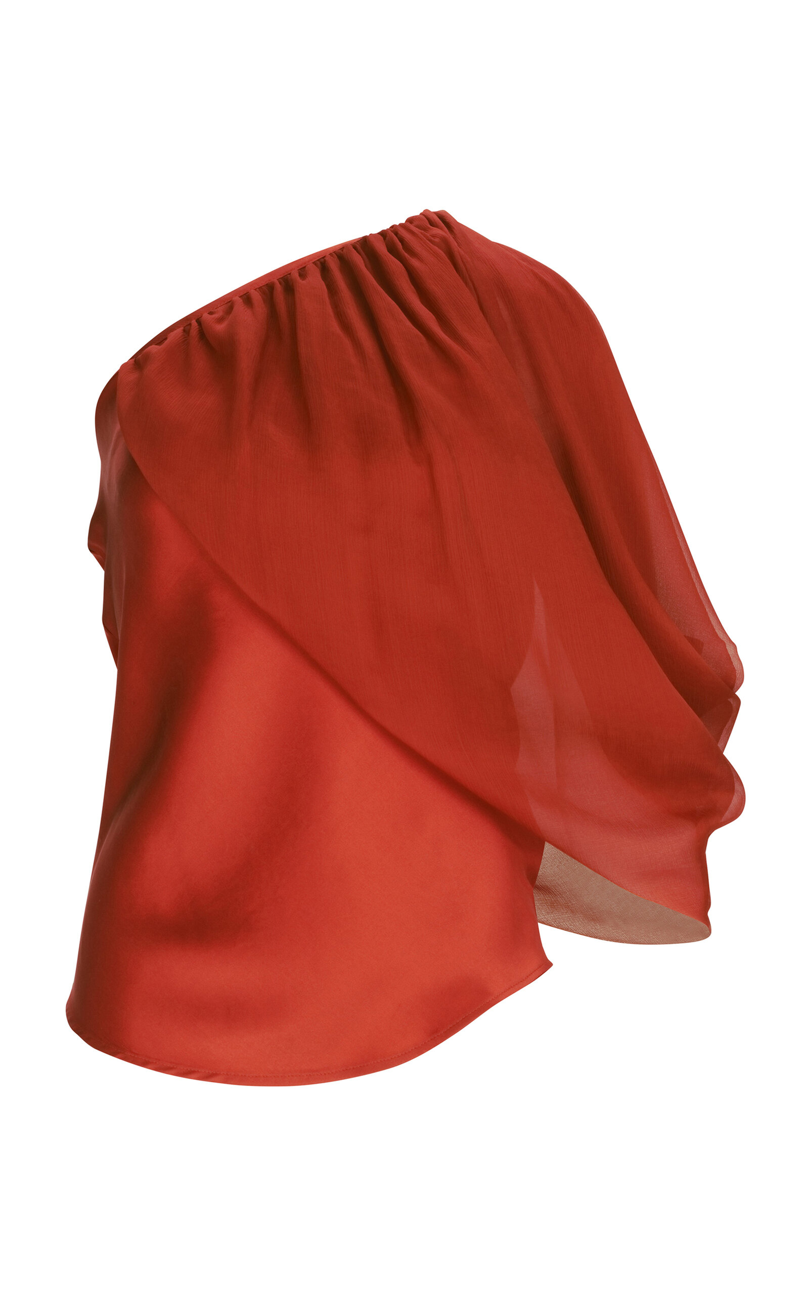 Silvia Tcherassi Adil Asymmetric Stretch-Silk Blouse - Orange - Women's Clothing
