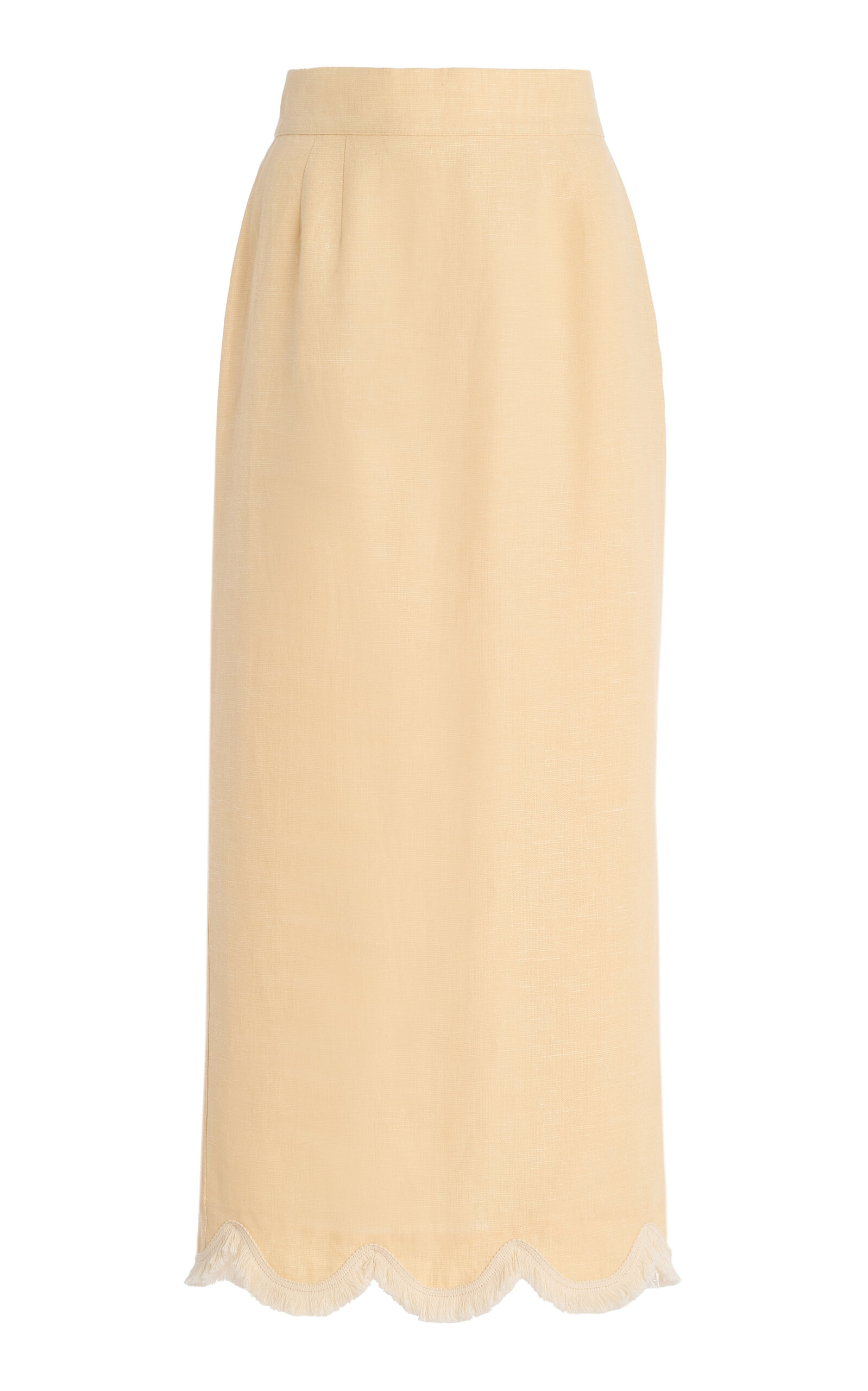 Essie Fringed Linen Column Skirt