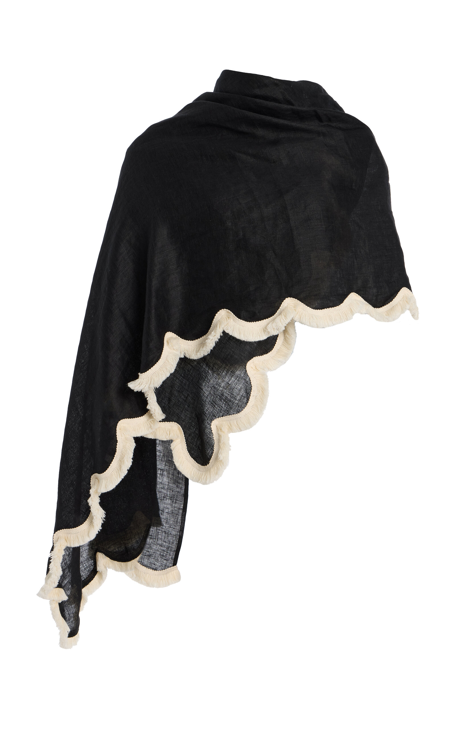 Posse Essie Scallop-Fringed Linen Wrap - Black - OS - Men's Accessories