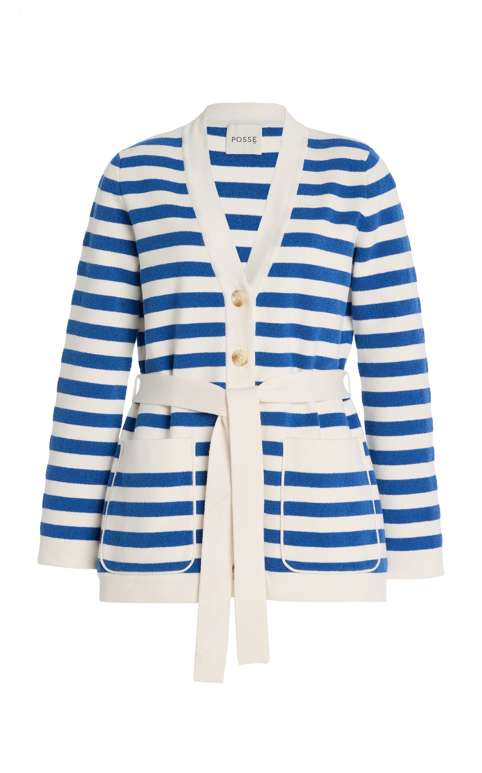 Posse Ari Striped Knit Cardigan - Blue - XS