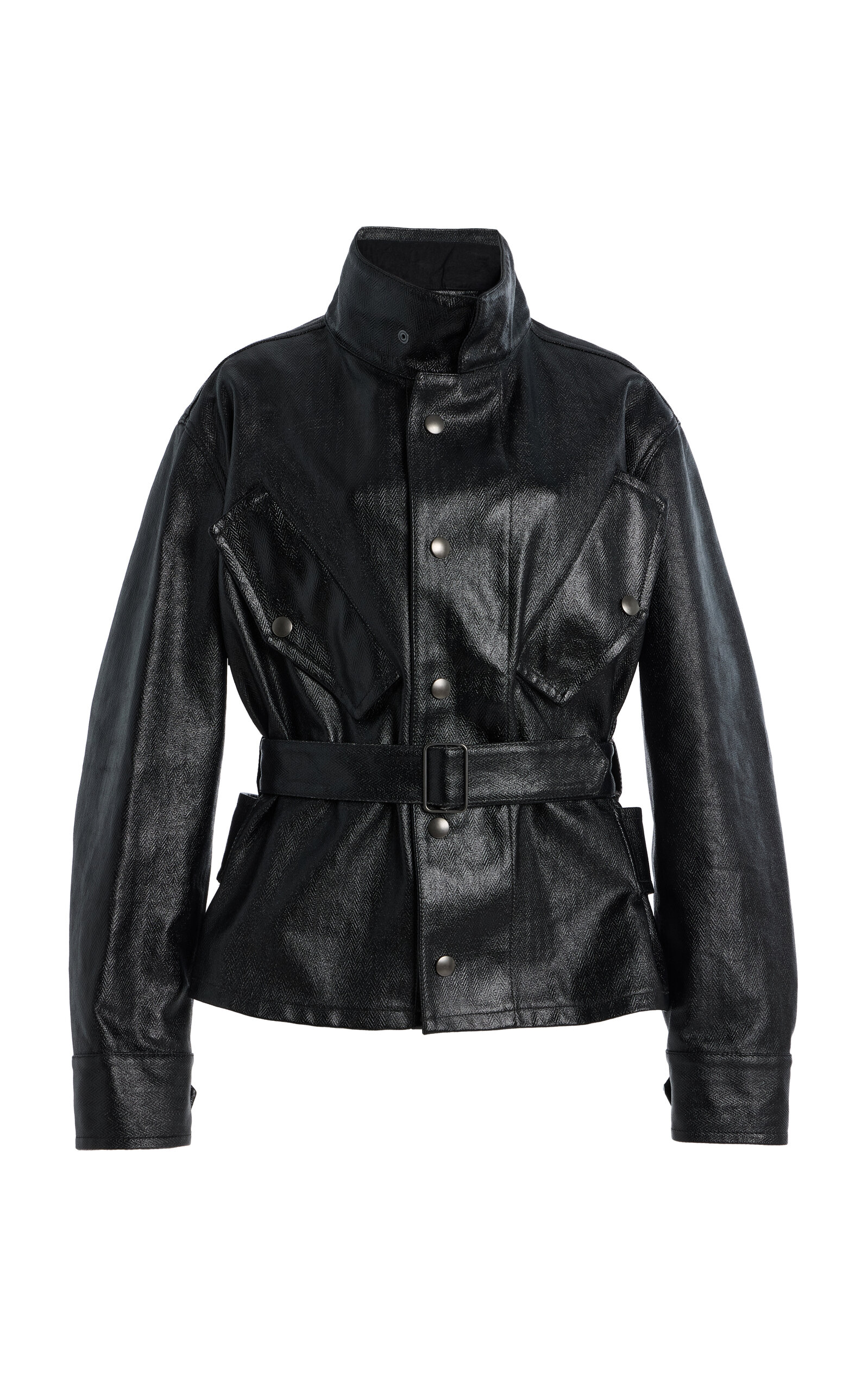 Maison Margiela Belted Coated-cotton Jacket In Black