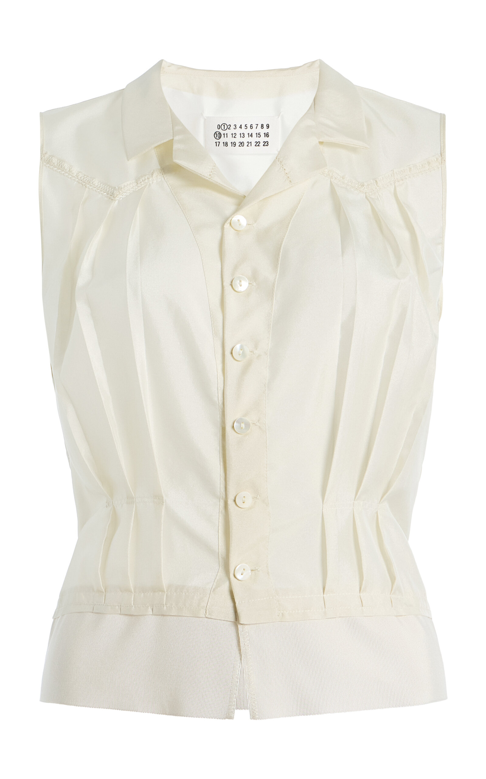 Maison Margiela Pleated Satin Top In White