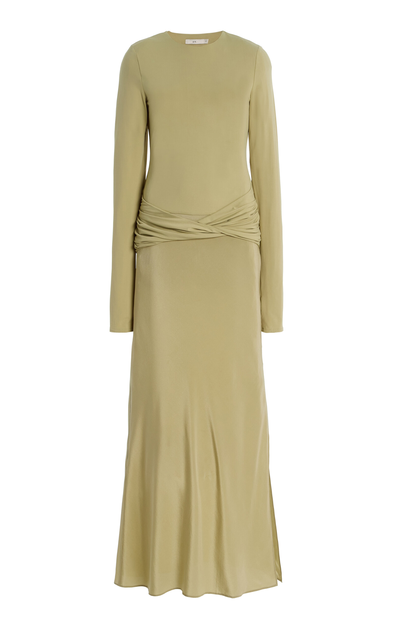 Sir Milesi Twisted Jersey And Satin Gown In Green