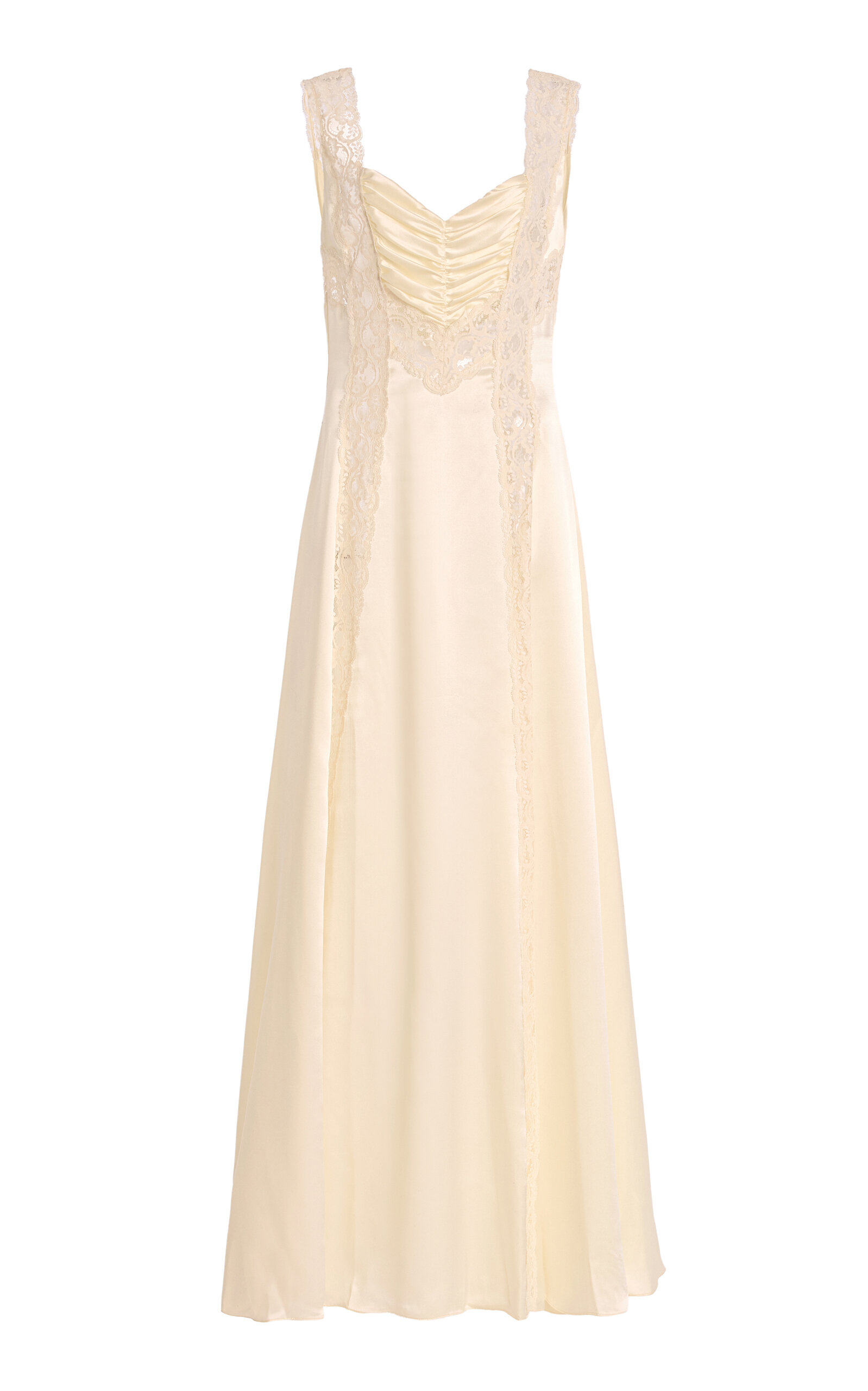 Rodarte Exclusive Lace-Detailed Silk-Satin Maxi Slip Dress