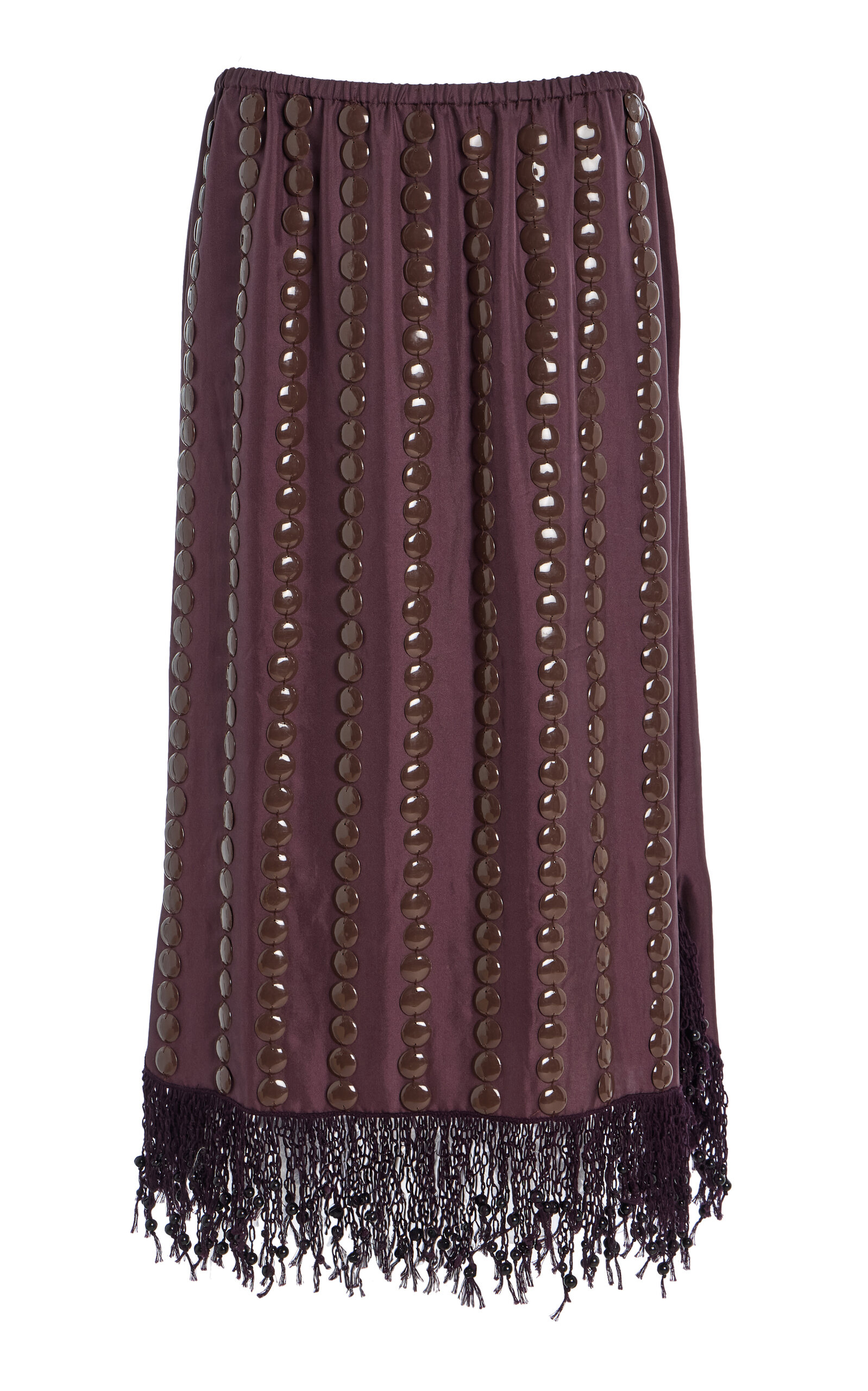 Diotima Coverley Embellished Silk Twill Midi Skirt In Berry