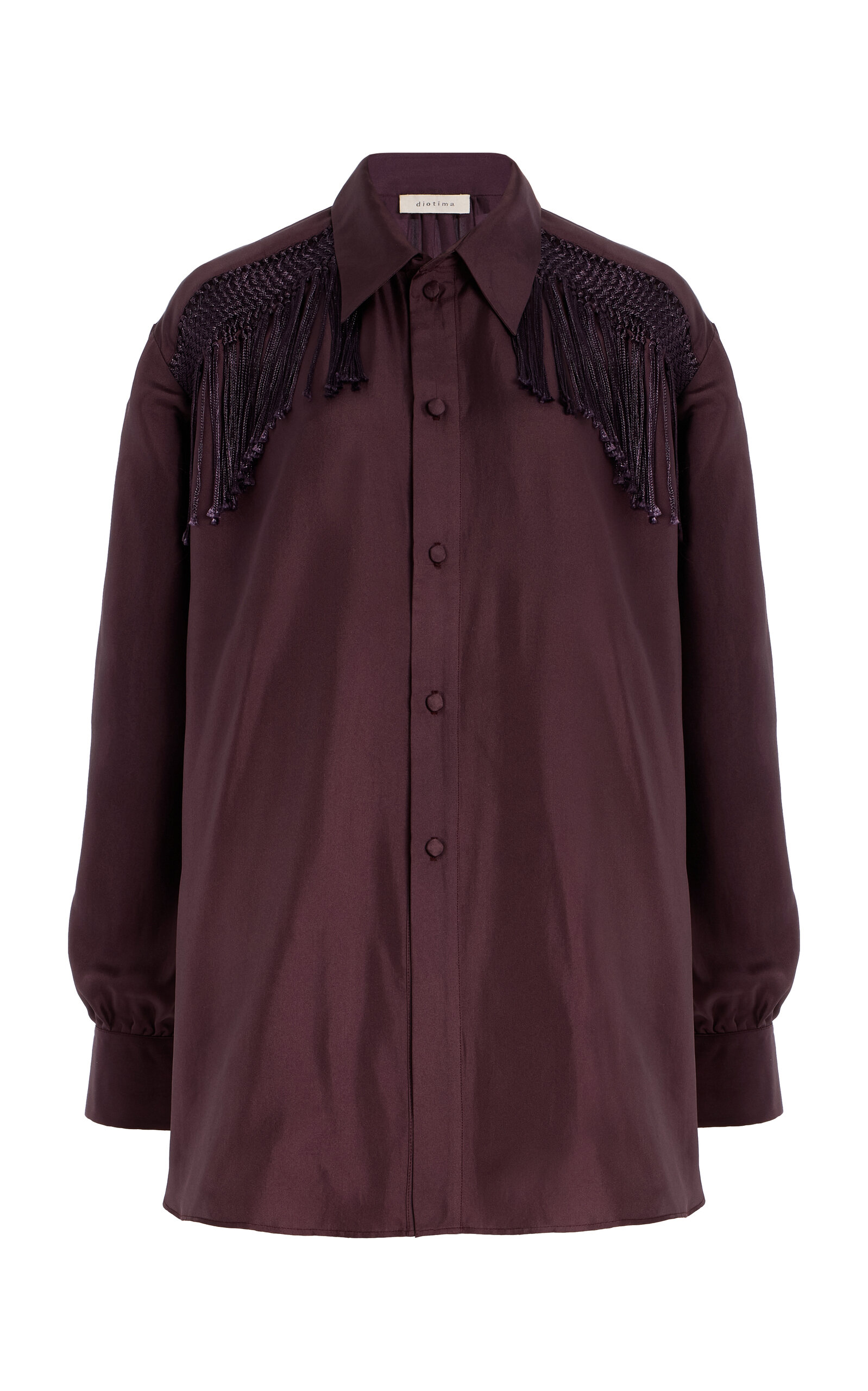 Diotima Epaullette Embellished Silk Twill Shirt In Berry