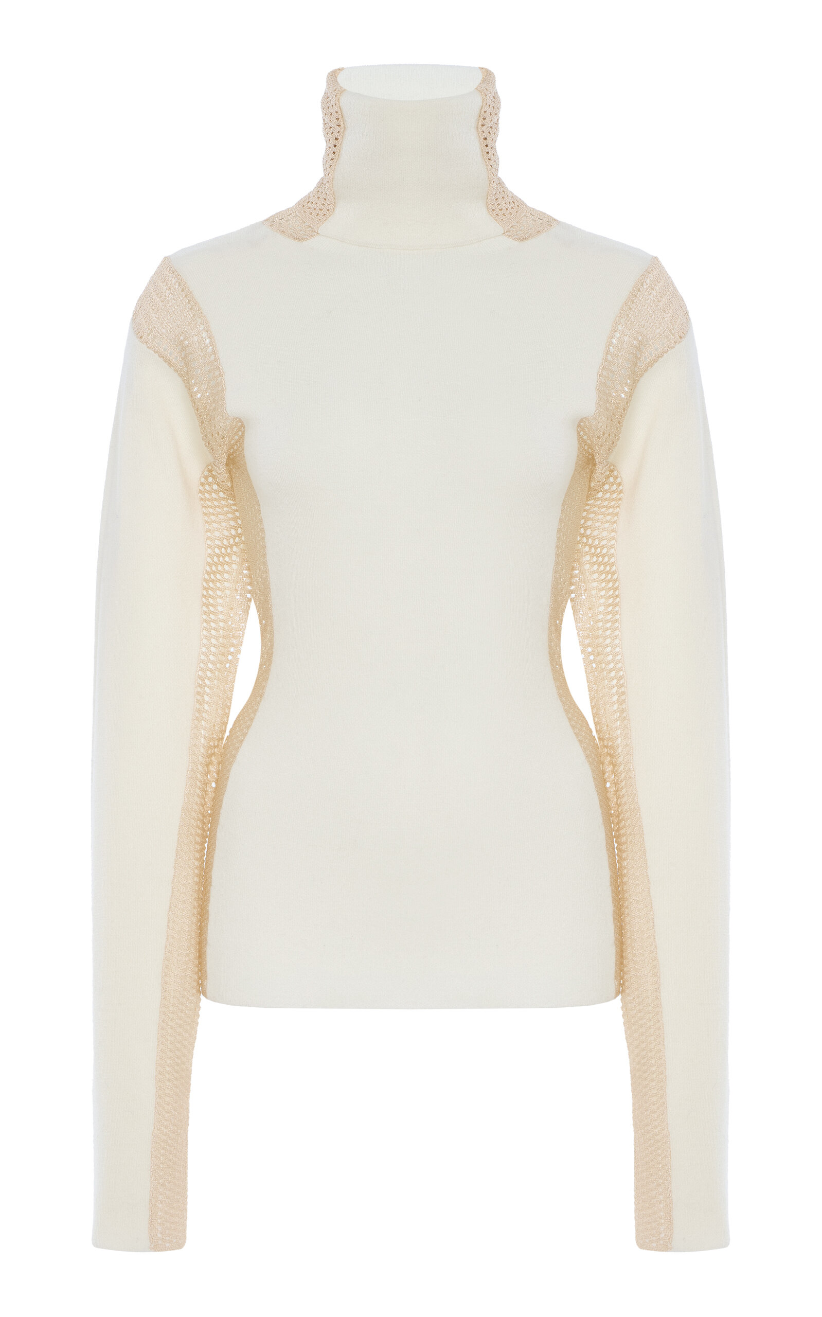 Diotima Crochet-detailed Wool-blend Turtleneck Top In Ivory
