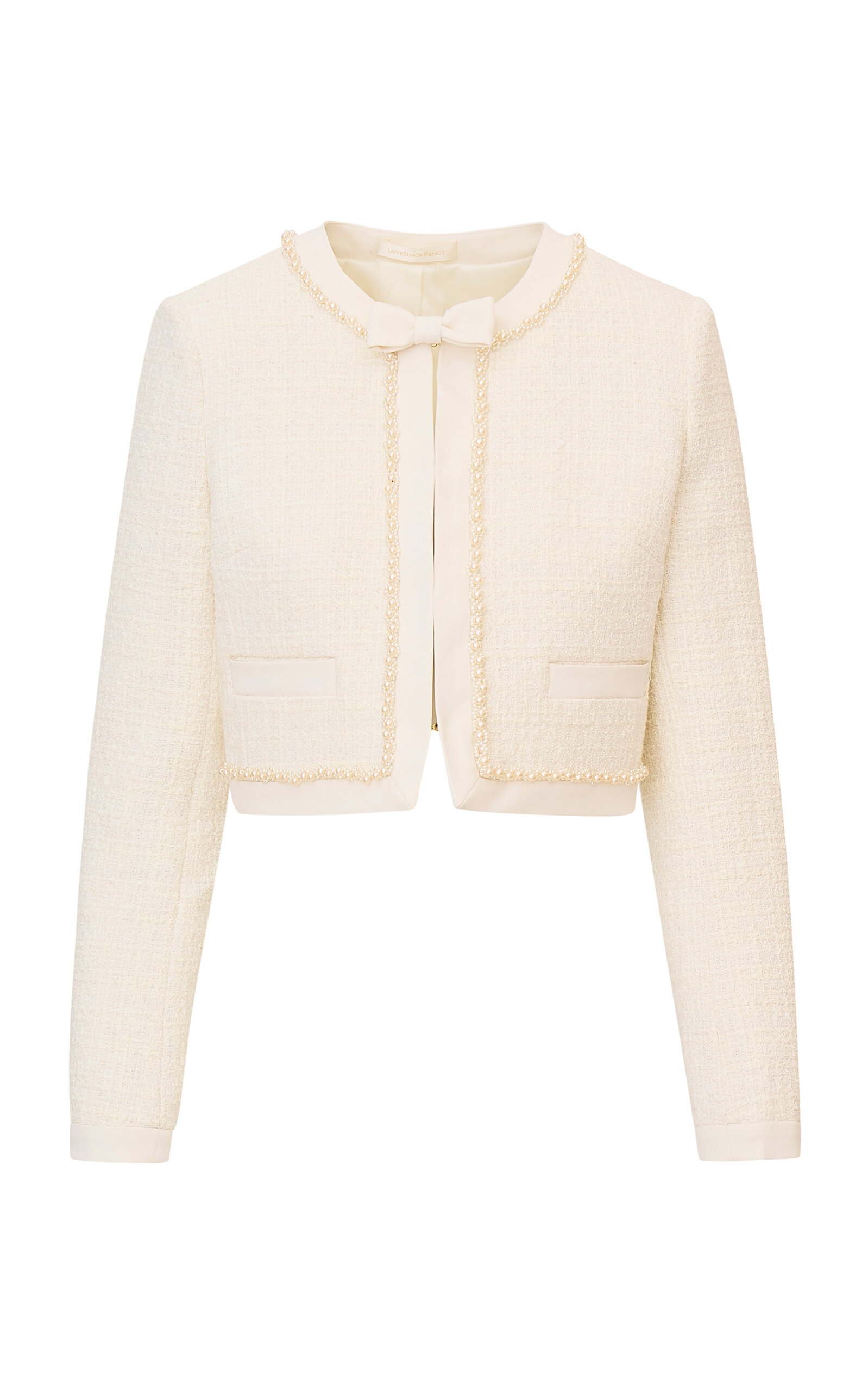 LoveShackFancy Ralphette Pearl-Embellished Tweed Jacket