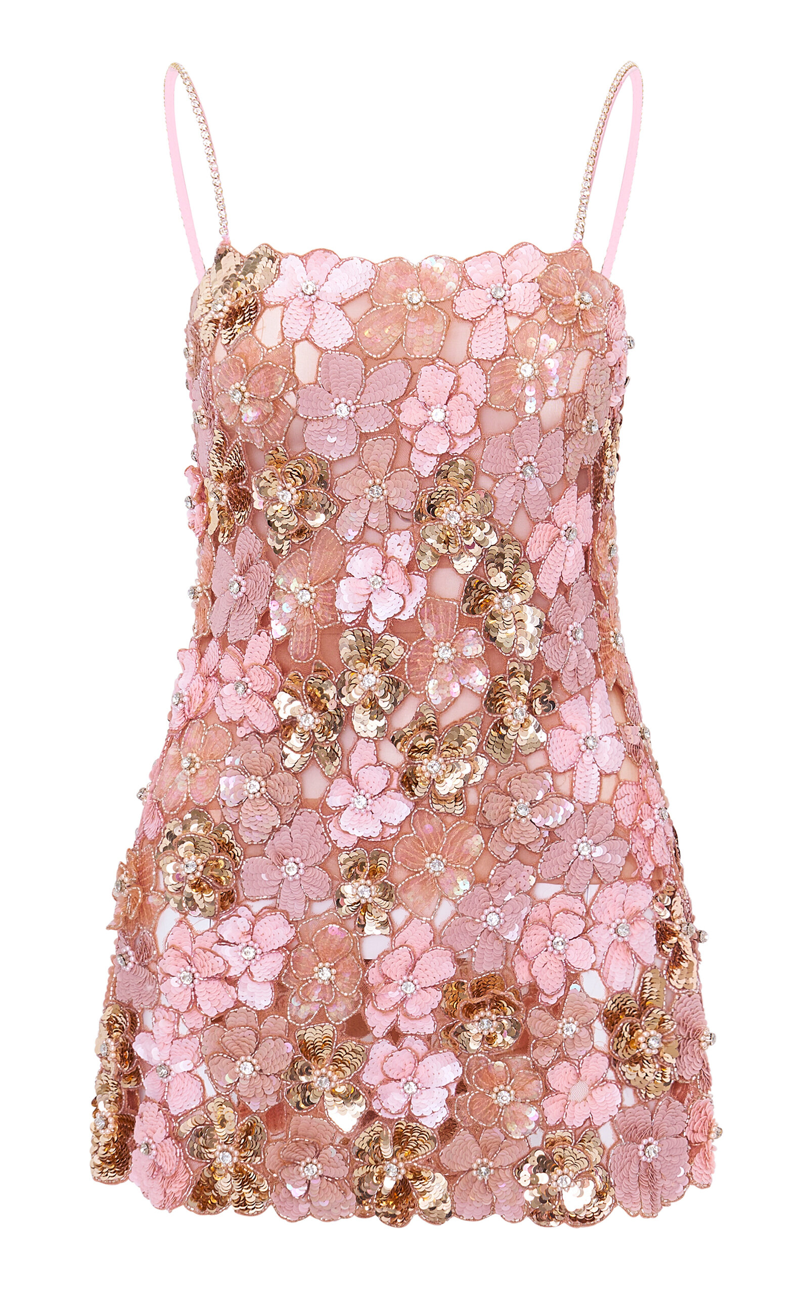 LoveShackFancy Aleria Floral-Embellished Tulle Mini Dress