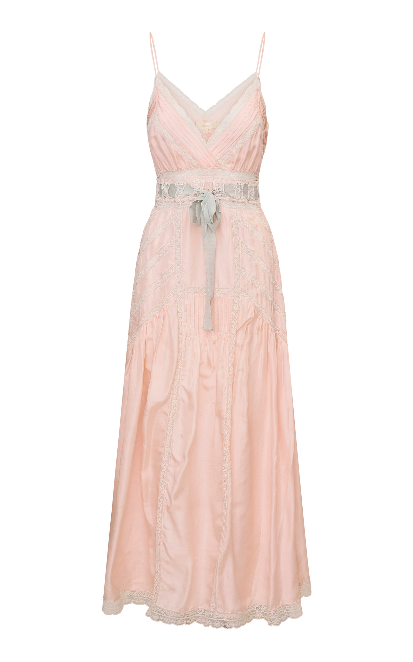 Loveshackfancy Arlissa Lace-trimmed Silk Maxi Dress In Pink