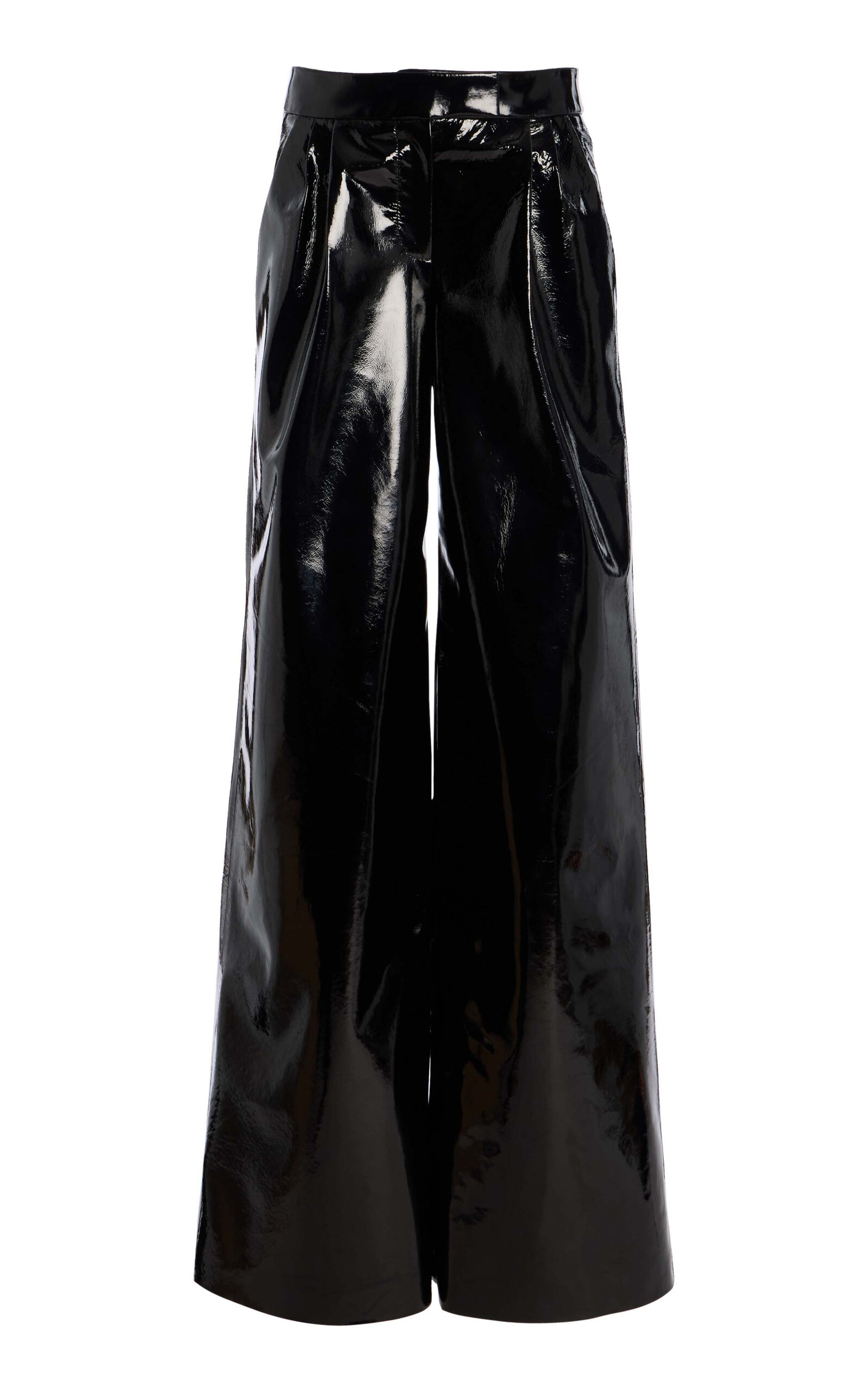 LaQuan Smith Patent Leather Wide-Leg Pants