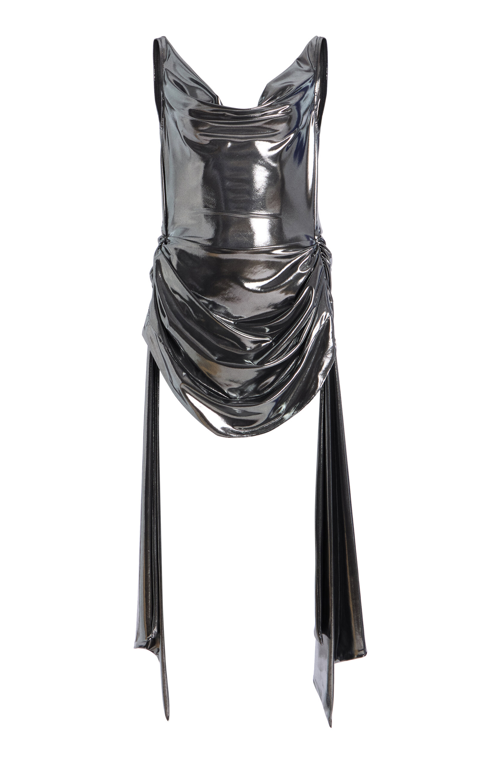 LaQuan Smith Draped Metallic Mini Dress