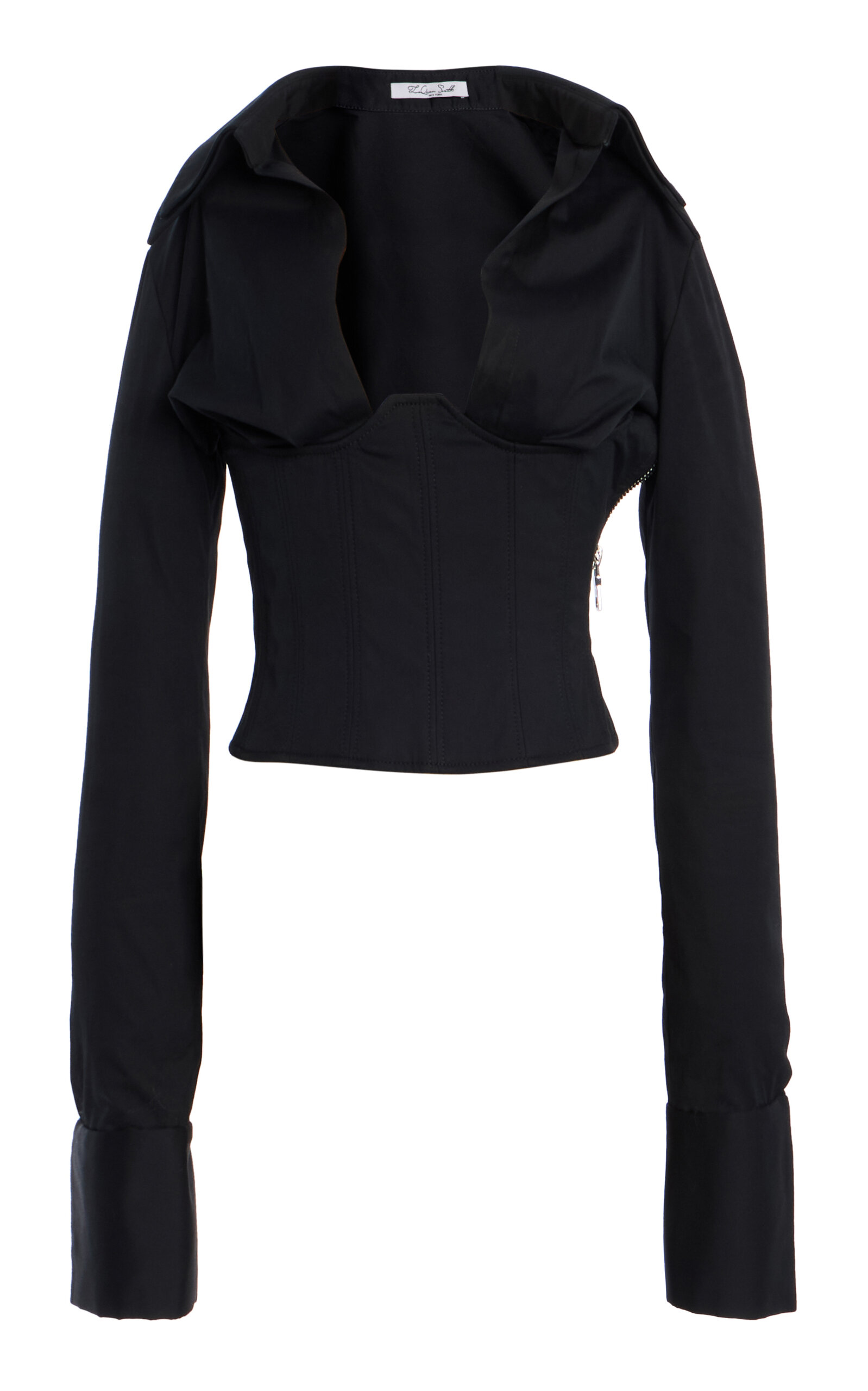 Laquan Smith Corseted Cotton Top In Black