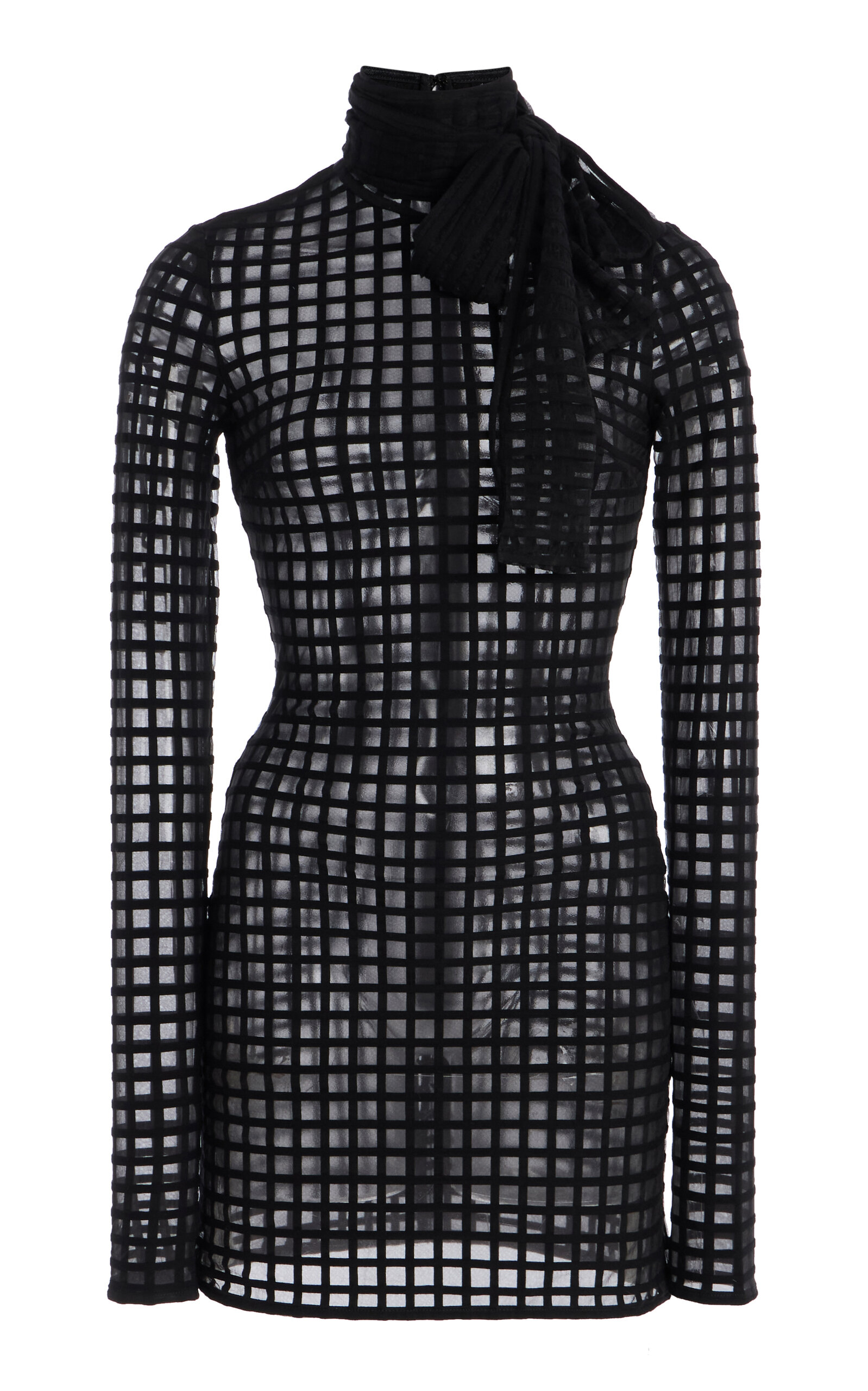 Laquan Smith Cross Grain Bow Neck Dress In Black