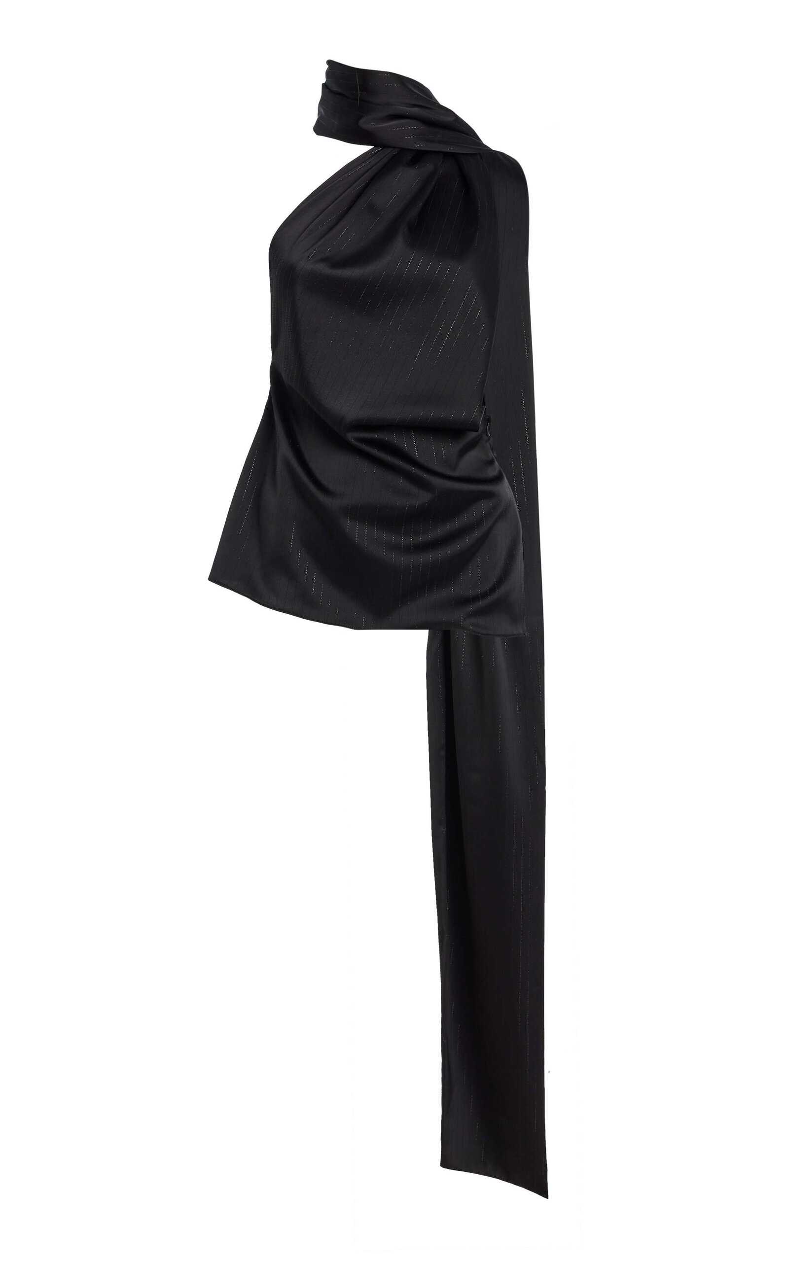 Scarf-Detailed Satin Top