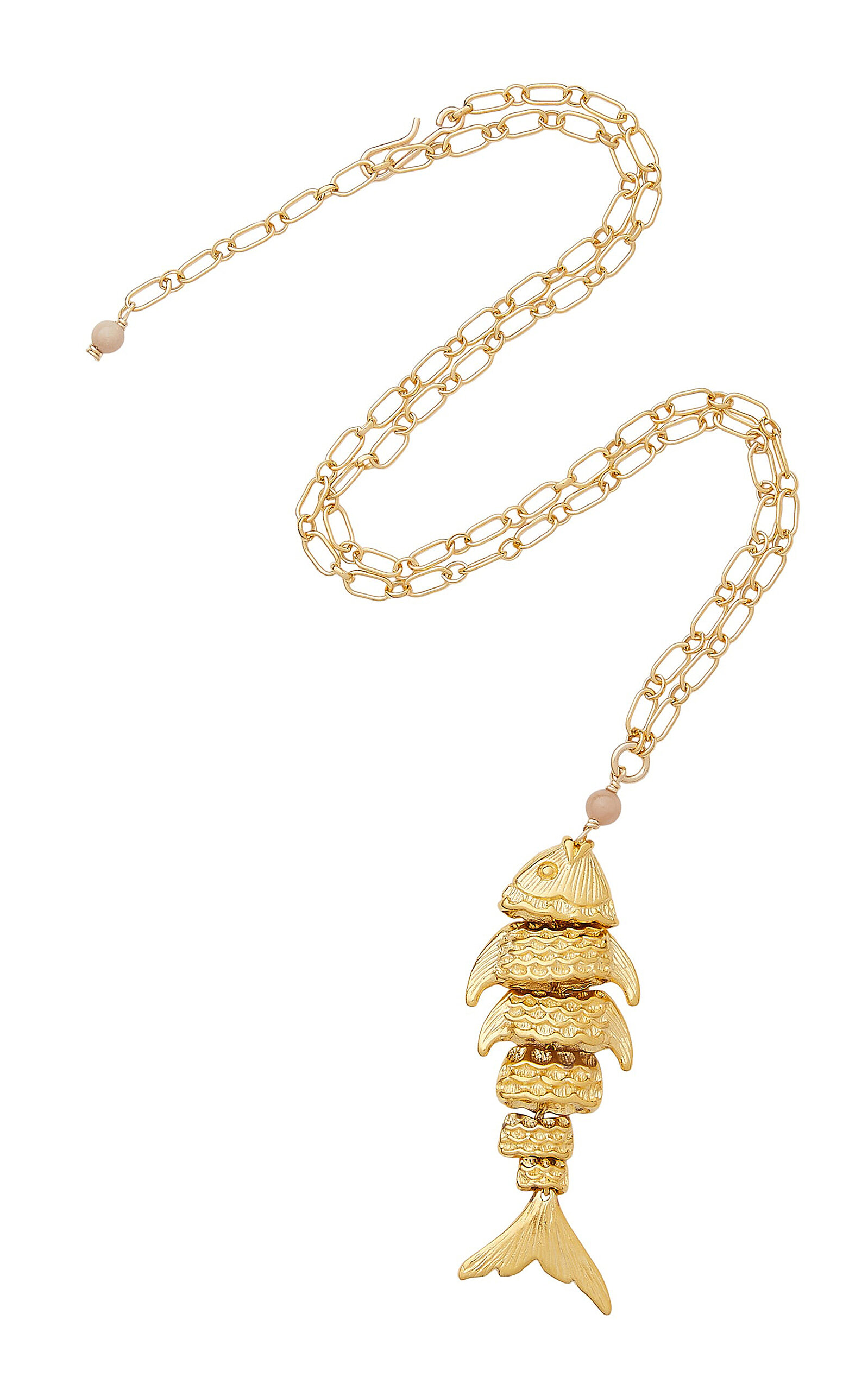 Flounder Gold-Plated Rhodochrosite Necklace
