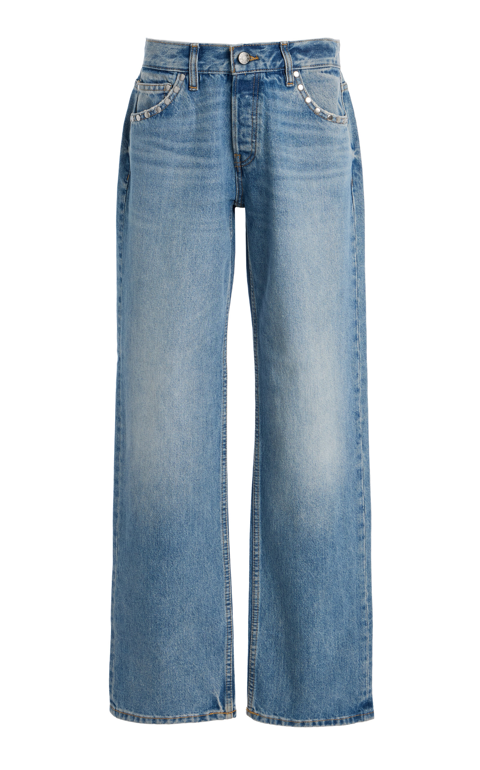 EB Denim Studded Rigid Low-Rise Baggy Jeans - Light Wash