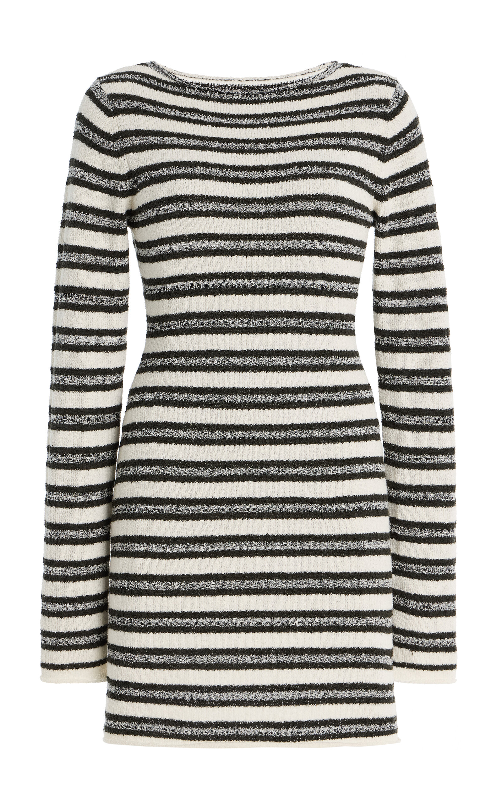 Striped Cotton-Blend Textured-Knit Mini Dress