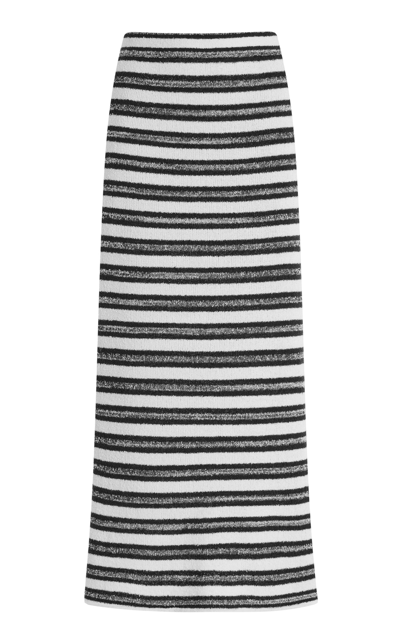 Zulu & Zephyr Striped Cotton-Blend Textured-Knit Midi Skirt