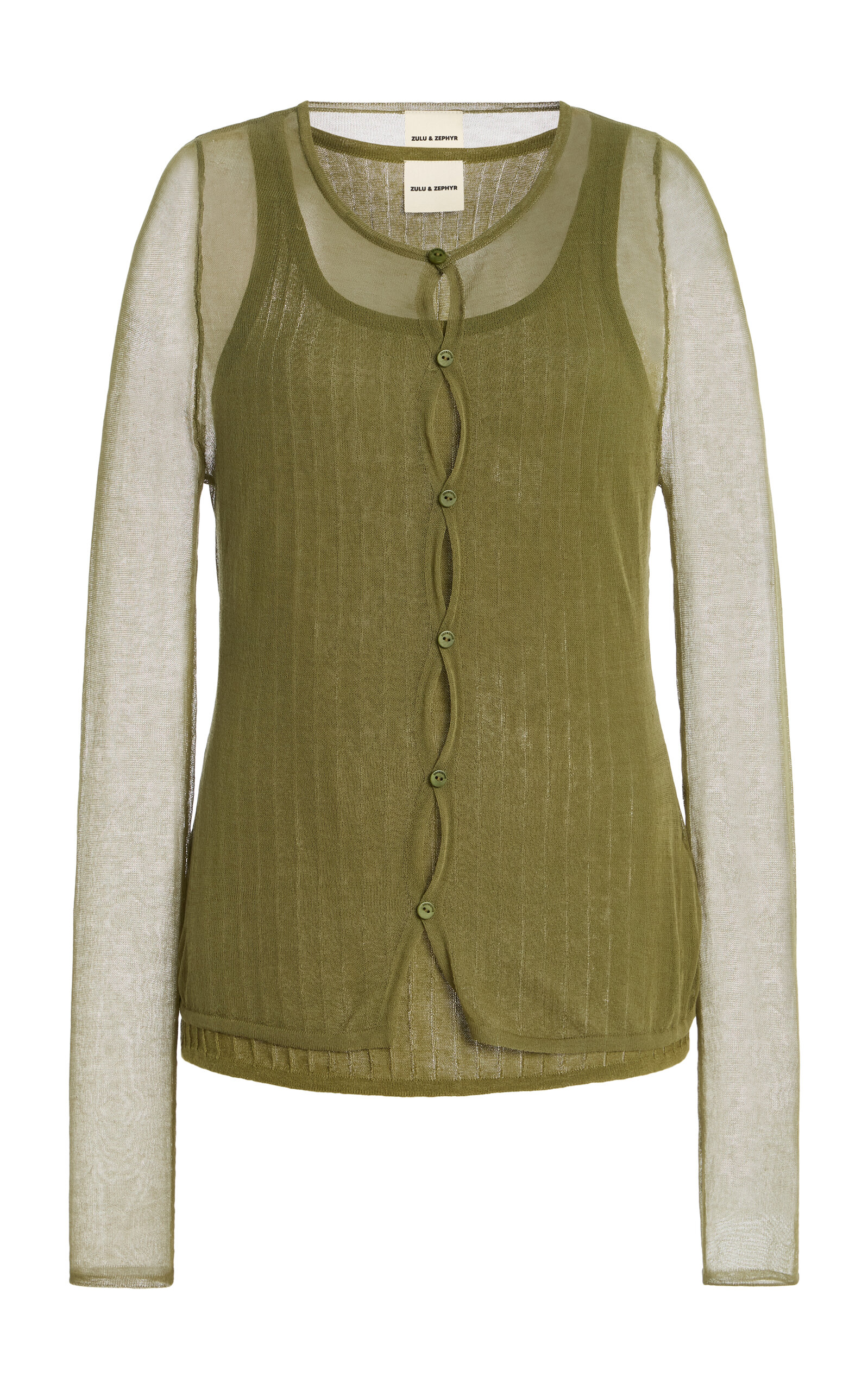 Zulu & Zephyr Sheer-Knit Cardigan Set