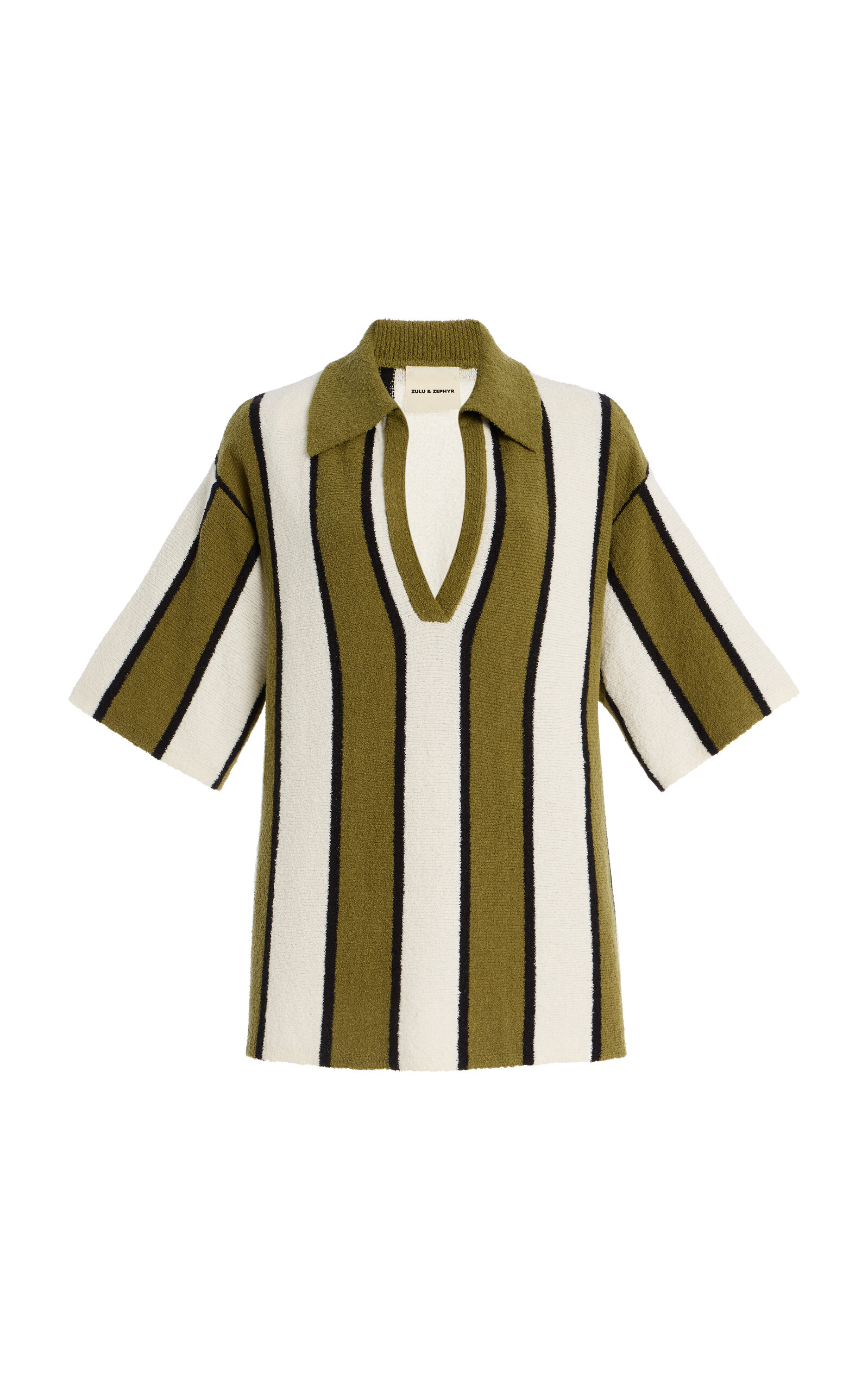 Zulu & Zephyr Striped Cotton-blend Textured-knit Polo Shirt In Multi
