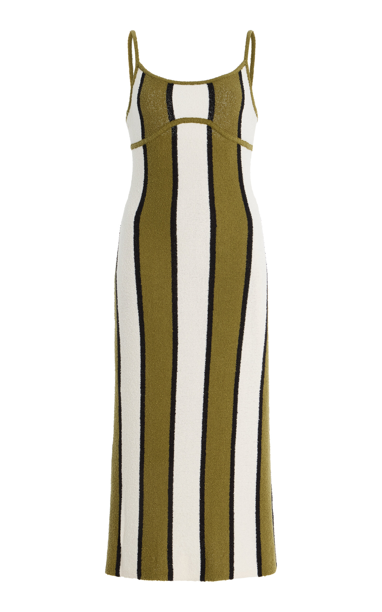 Zulu & Zephyr Striped Cotton-Blend Textured-Knit Midi Dress