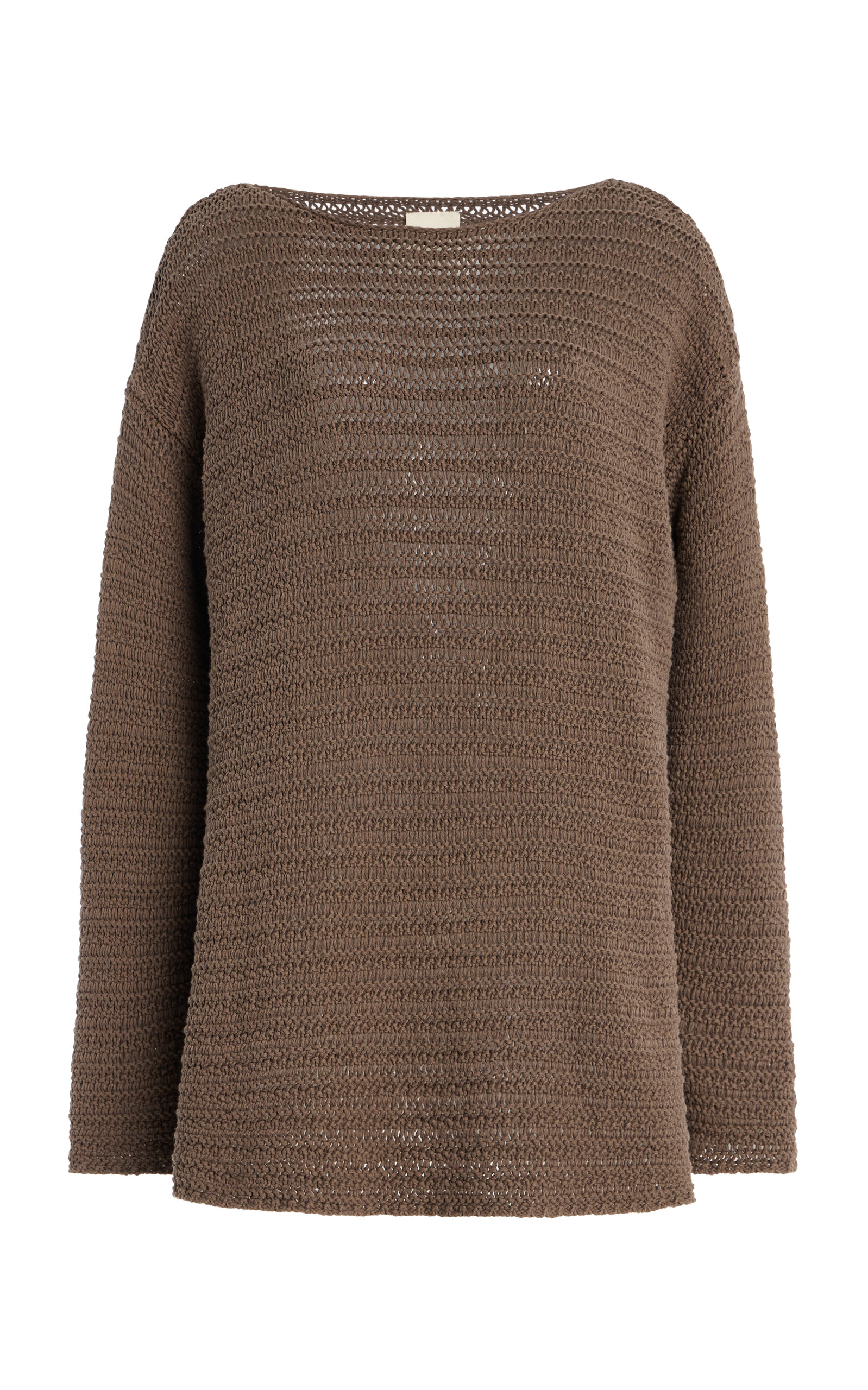 Zulu & Zephyr Lattice-knit Cotton Sweater In Brown