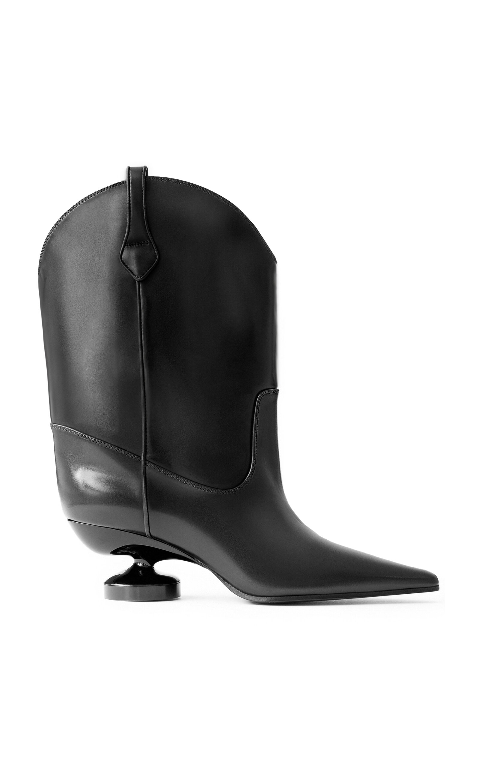 LUCASHEVA Maria Leather Western Boots - Black