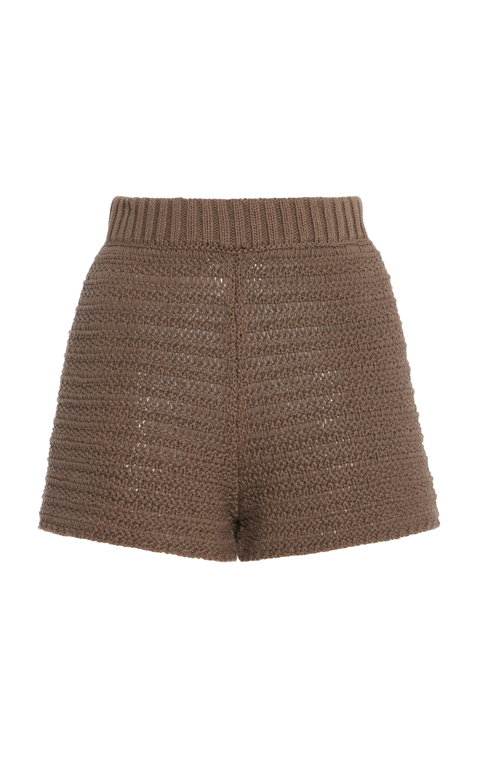 Zulu & Zephyr Lattice-knit Cotton Shorts In Brown