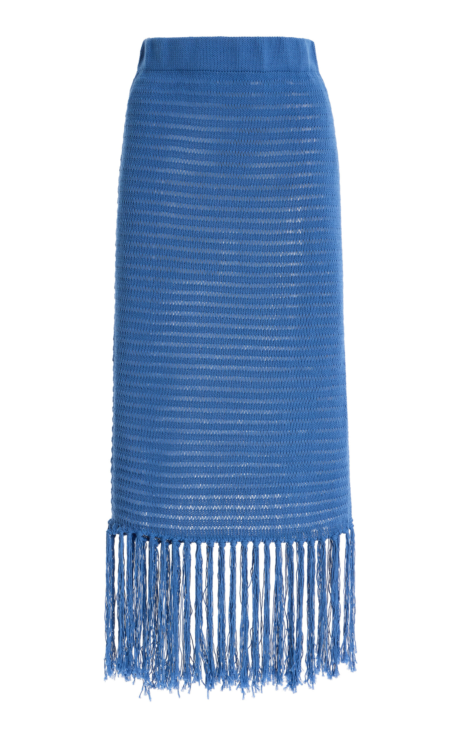 Zulu & Zephyr Exclusive Crochet Knit Cotton Midi Skirt In Blue