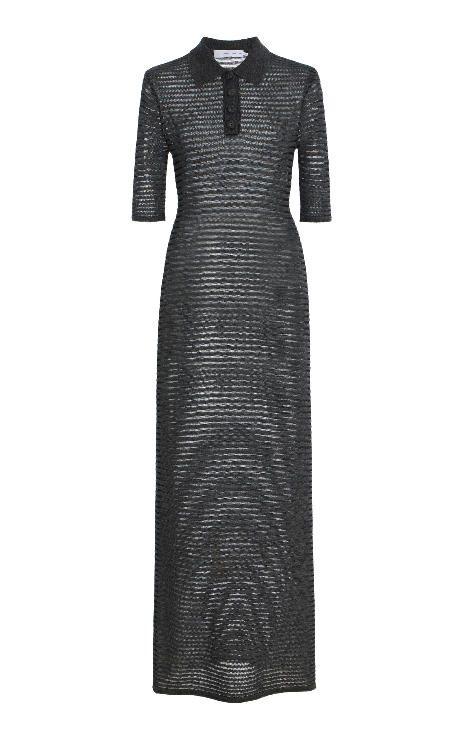 Proenza Schouler White Label Meline Striped Wool; Cashmere and Silk Maxi Polo Dress