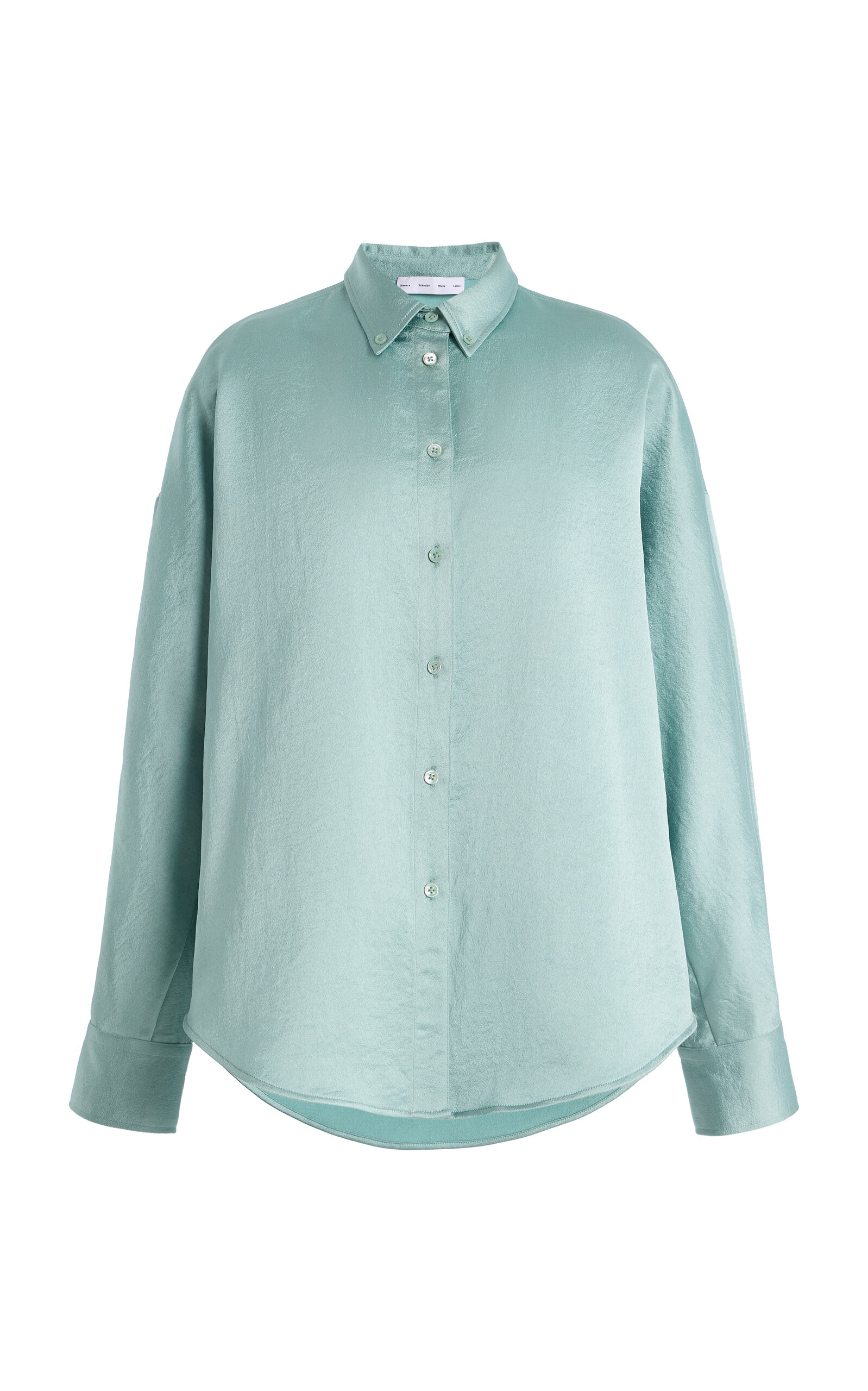 Proenza Schouler White Label Caroline Crinkled Crepe Shirt In Blue