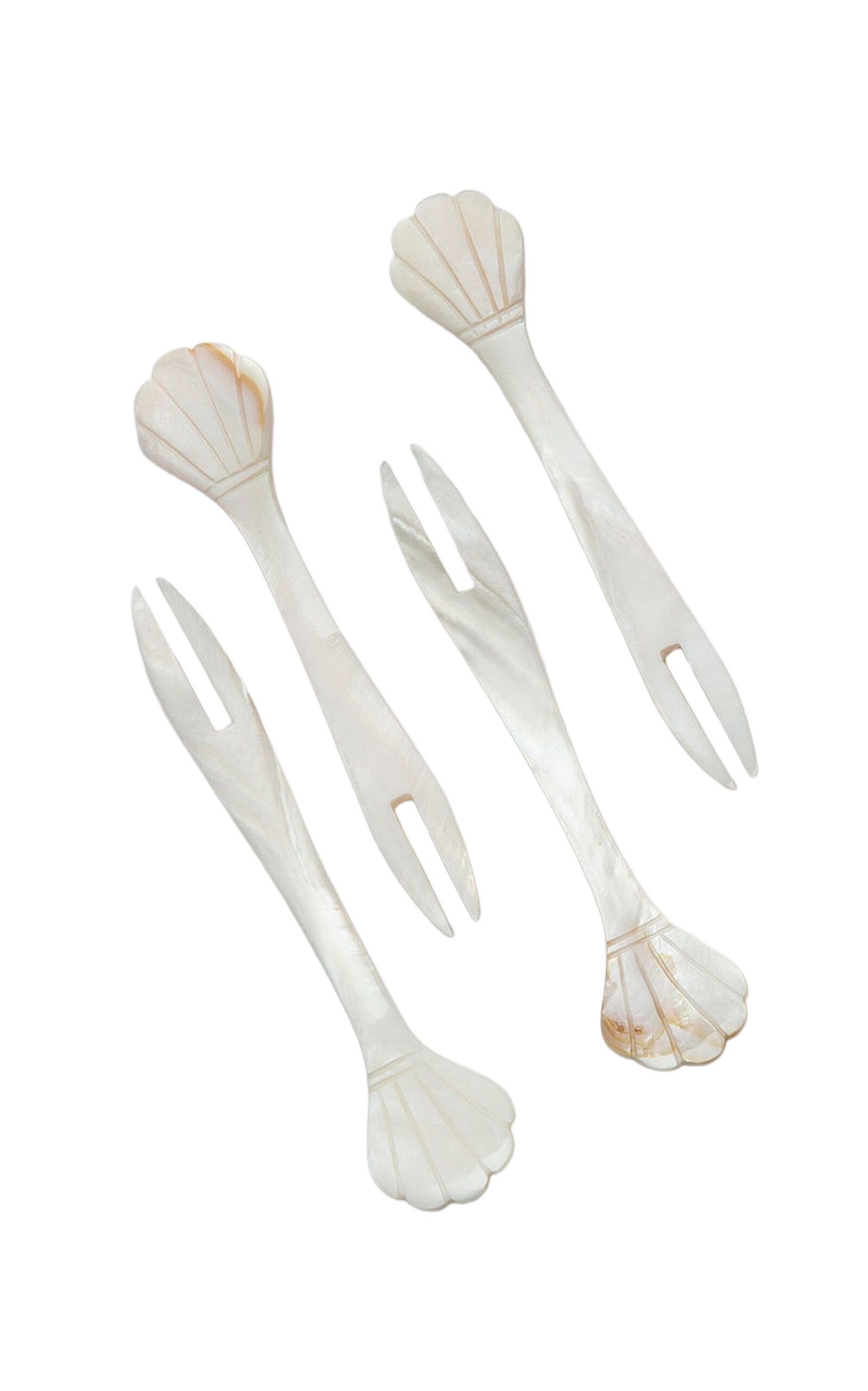 Gohar World Set-of-Four Mother-of-Pearl Seafood Picks - White