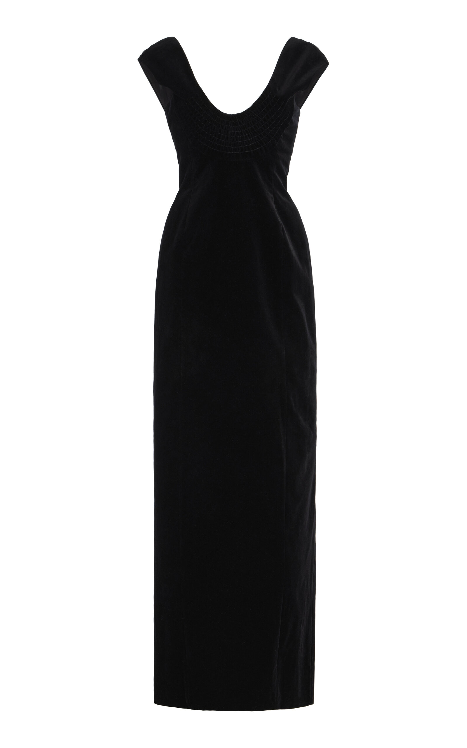 COLLEEN ALLEN Split-Detailed Cotton-Velvet Maxi Dress - Women's Clothing