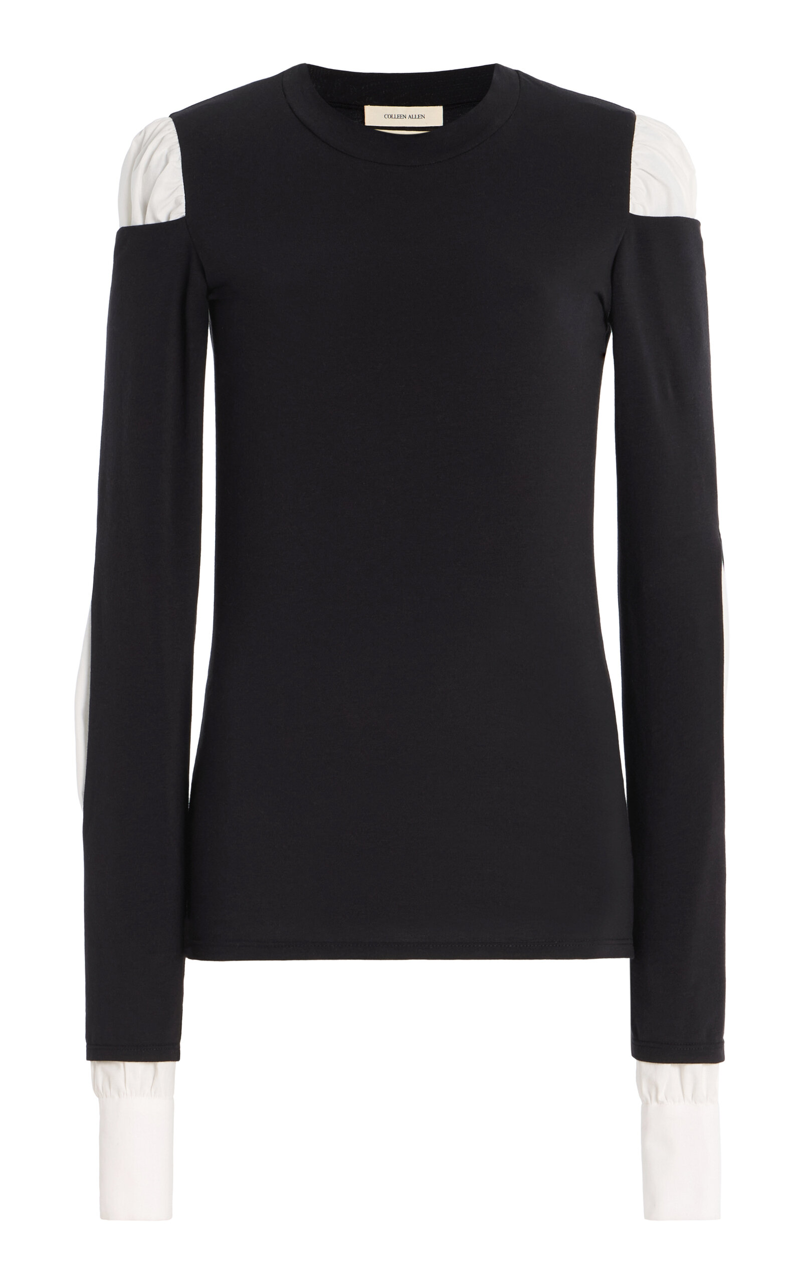 COLLEEN ALLEN Slash Layered Cotton Top - Black/white - XS