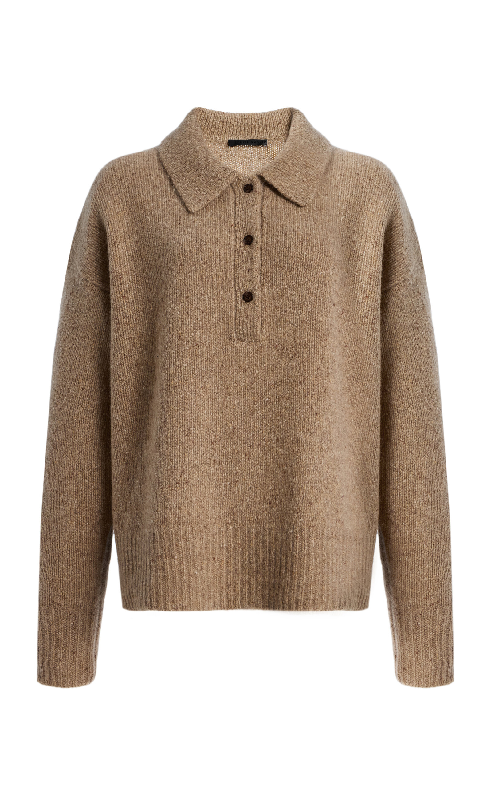 Jenni Kayne Womens Burke Cashmere Knit Polo Shirt Camel Donegal In Brown