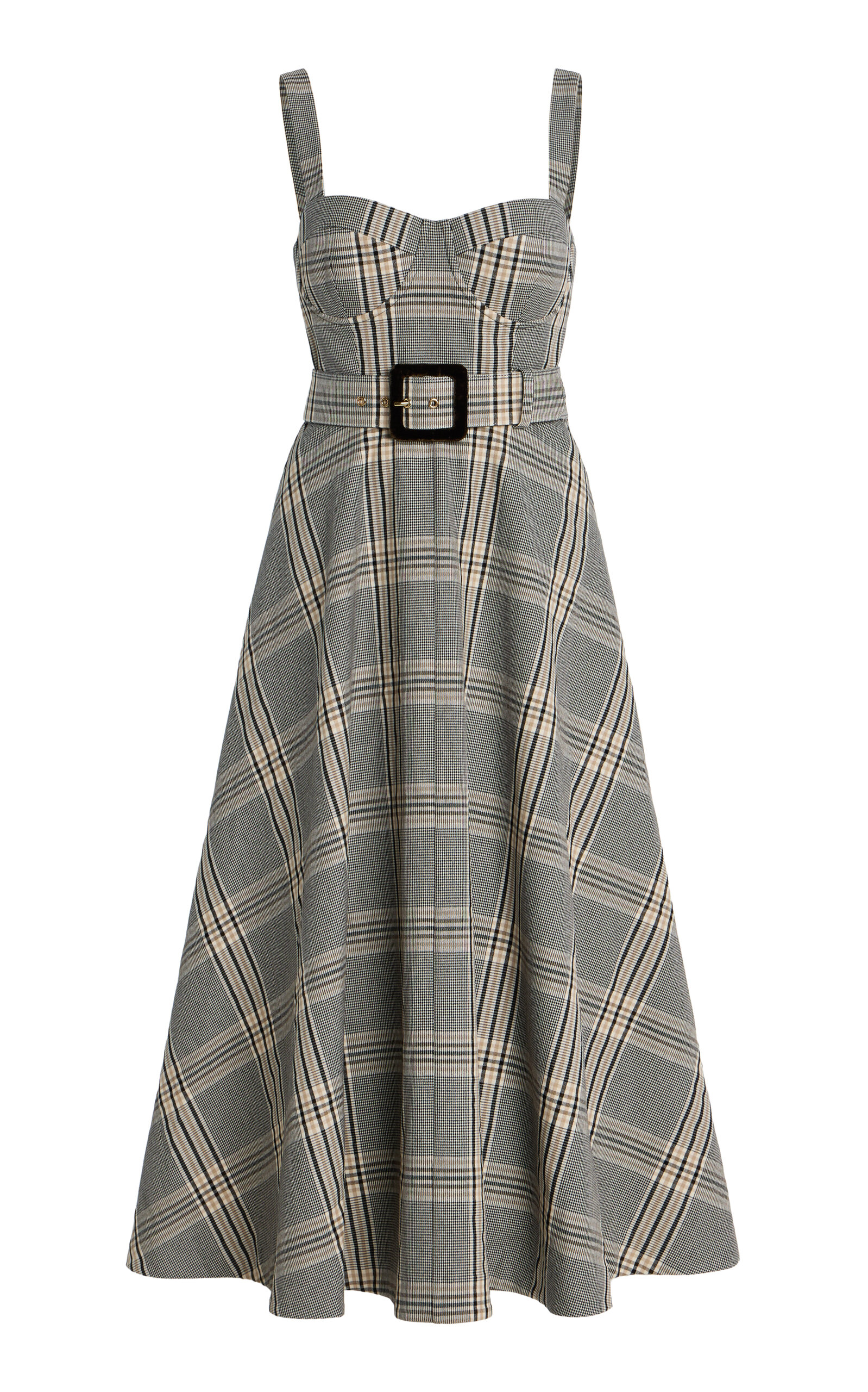 Cara Cara Calypso Plaid Cotton-blend Midi Dress In Multi