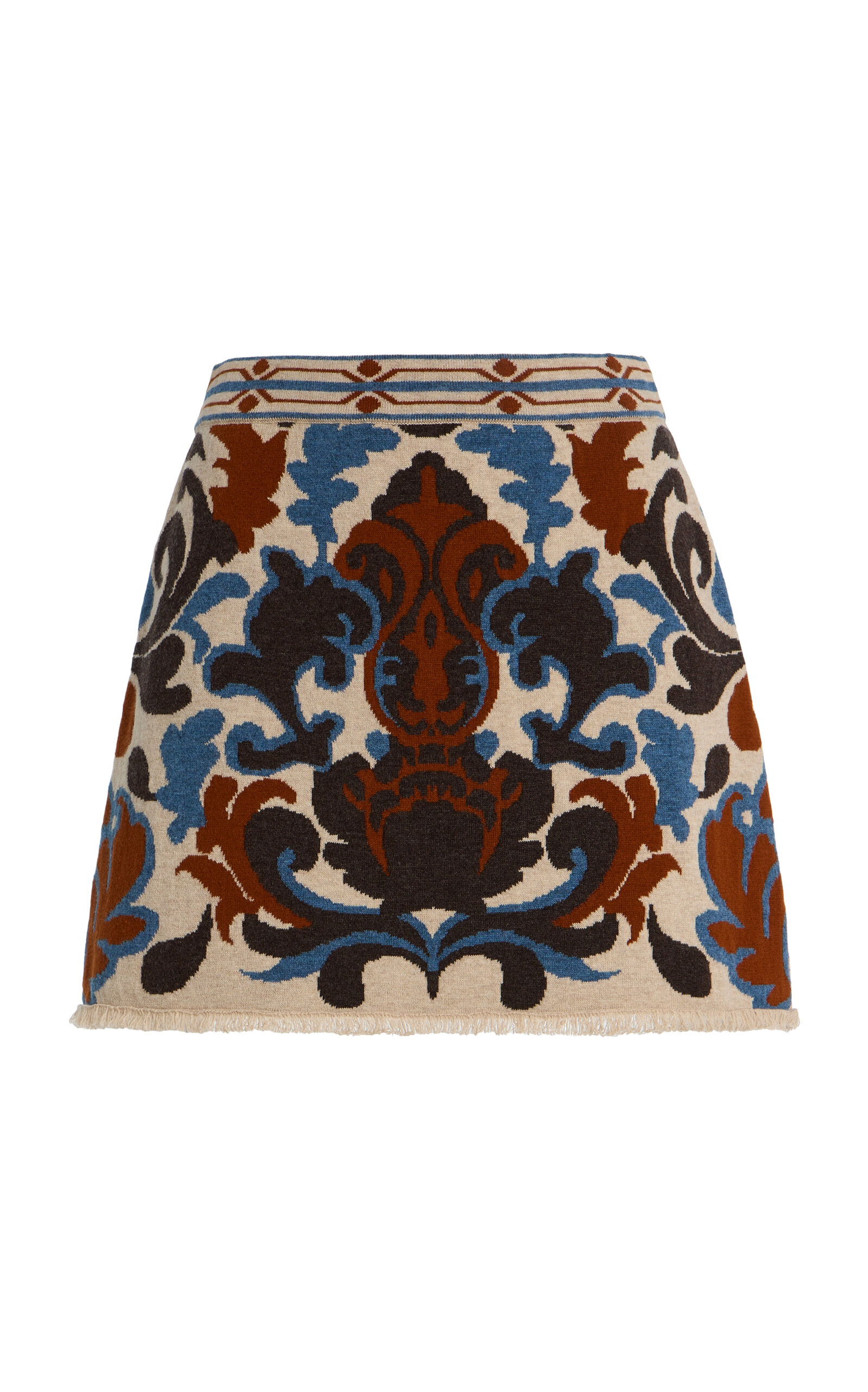 Cara Cara Lindy Fringed Wool-cotton Jacquard Mini Skirt In Animal Print