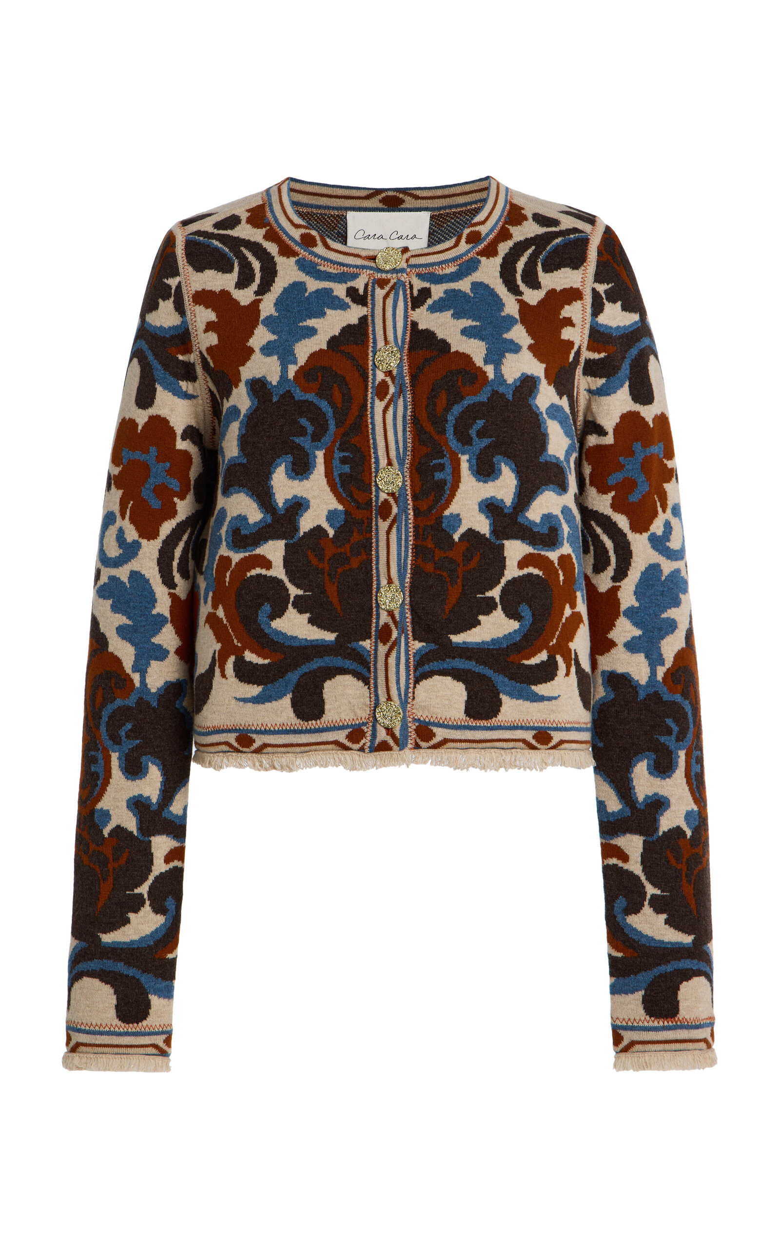 Cara Cara Livi Fringed Wool-Cotton Jacquard Jacket