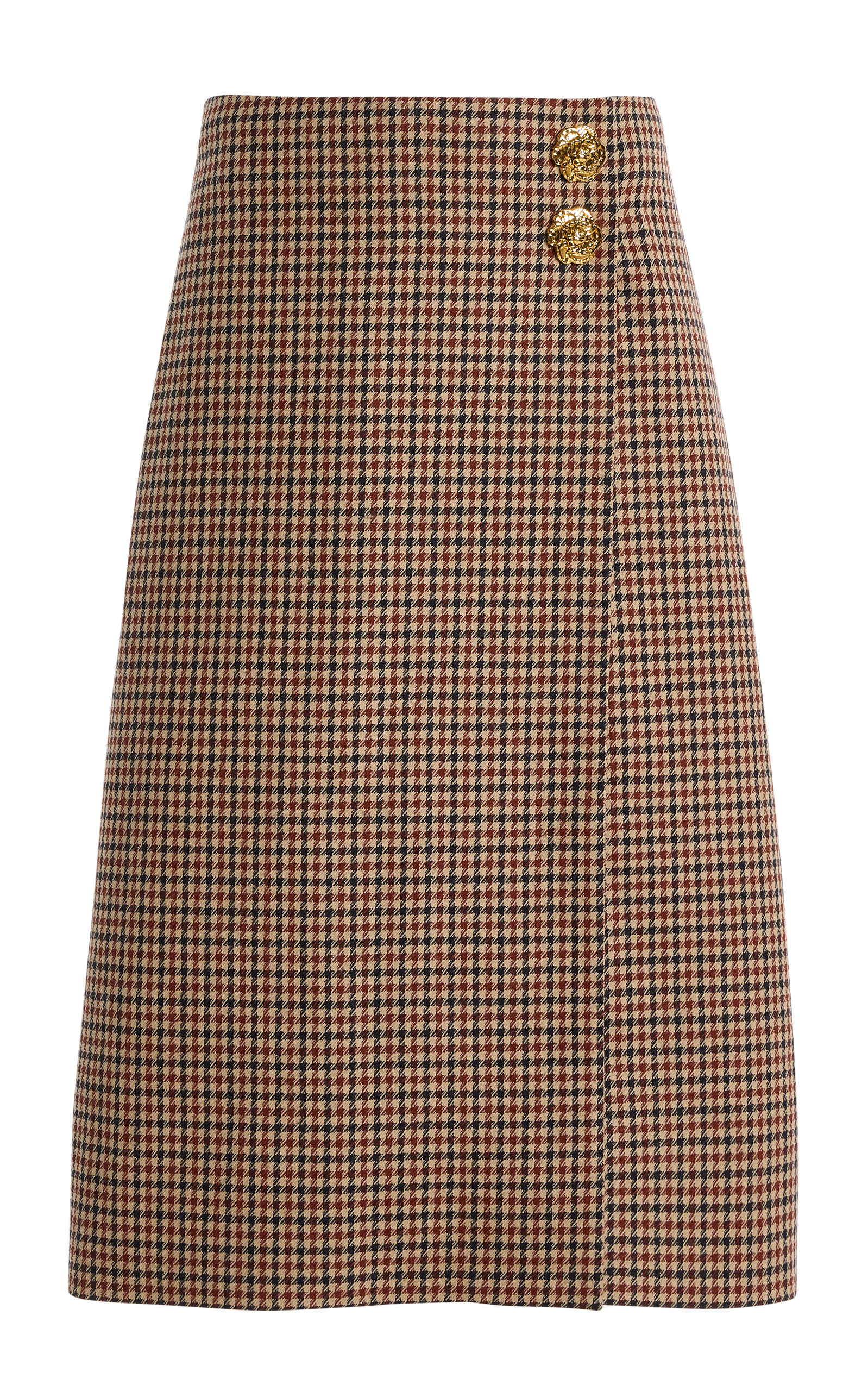 Cara Cara Luca Plaid Wool Midi Wrap Skirt In Multi