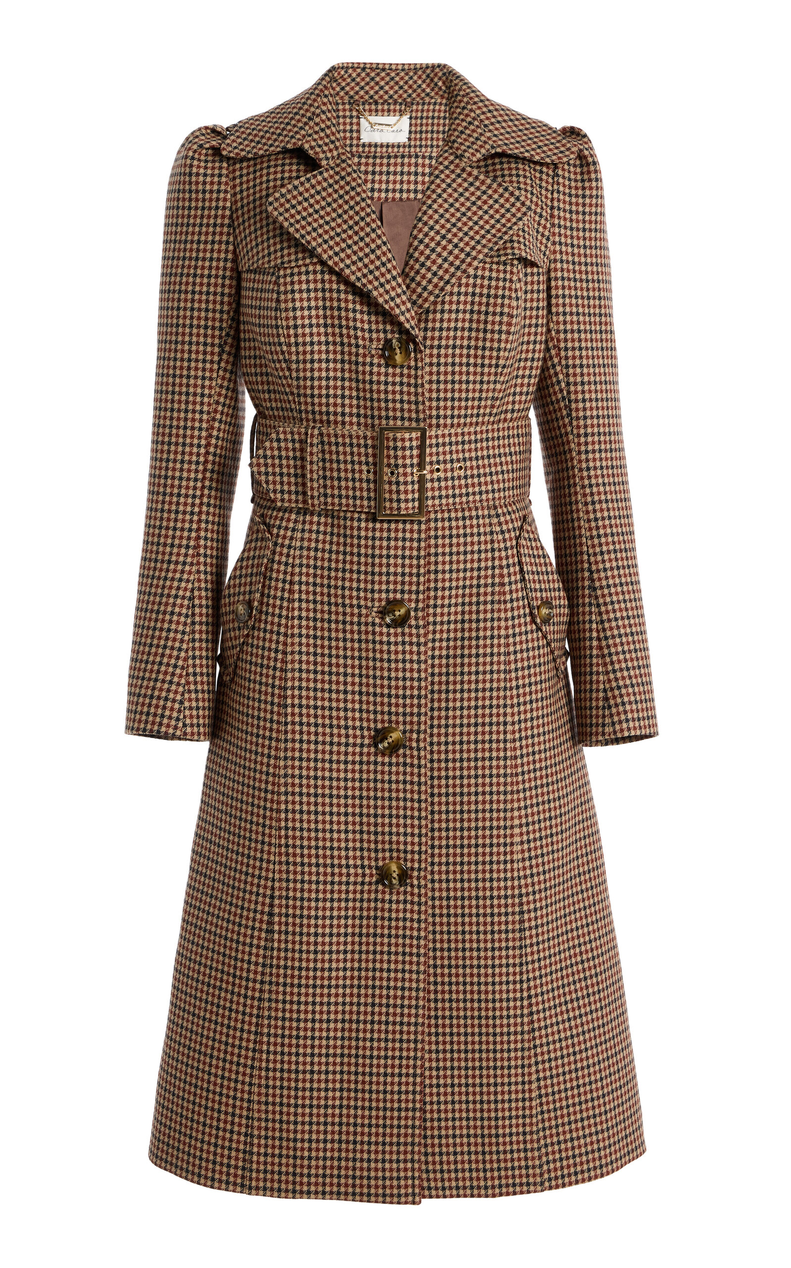 Cara Cara Charlie Plaid Wool Trench Coat In Blue