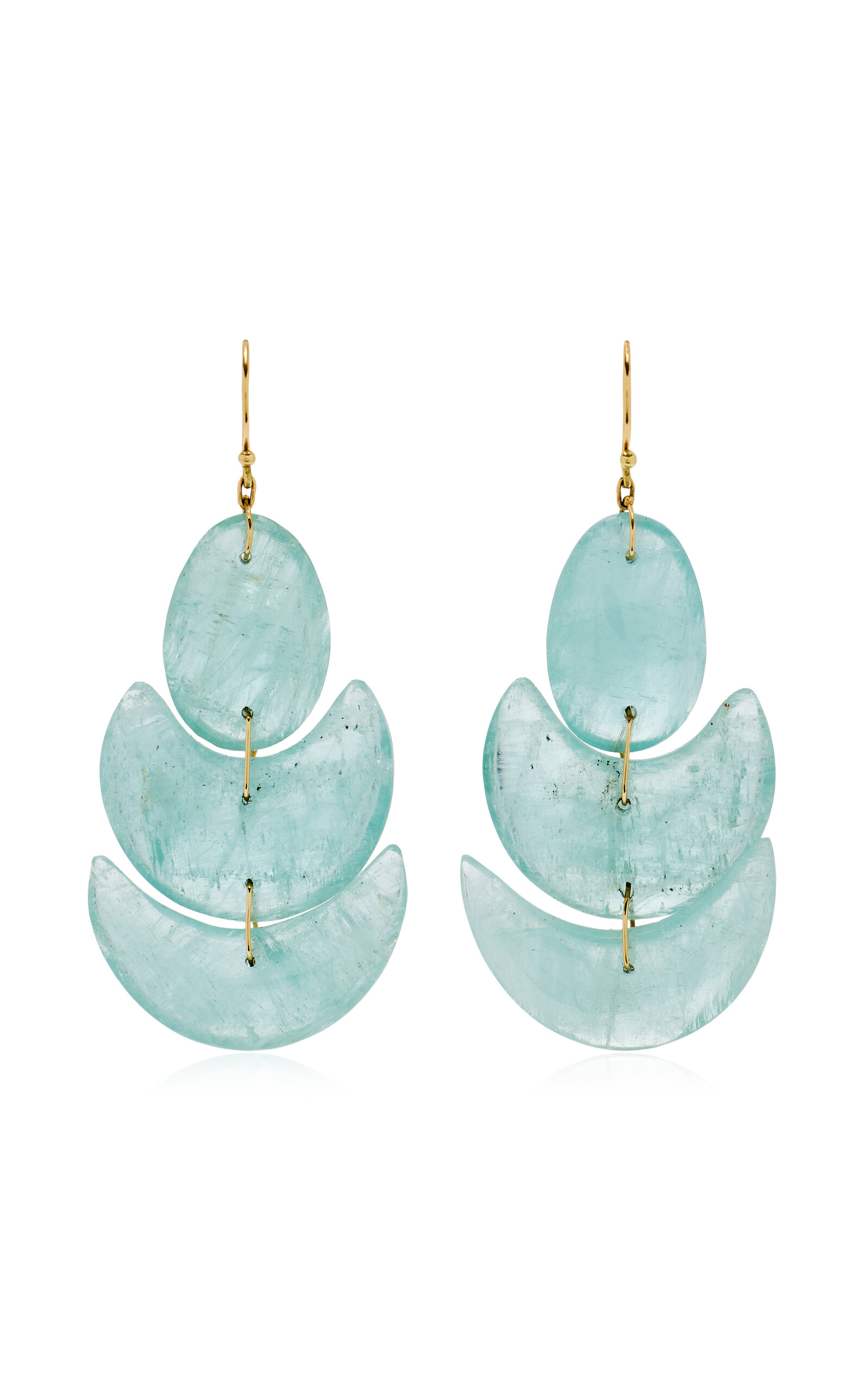 Lotus 18K Yellow Gold Aquamarine Earrings