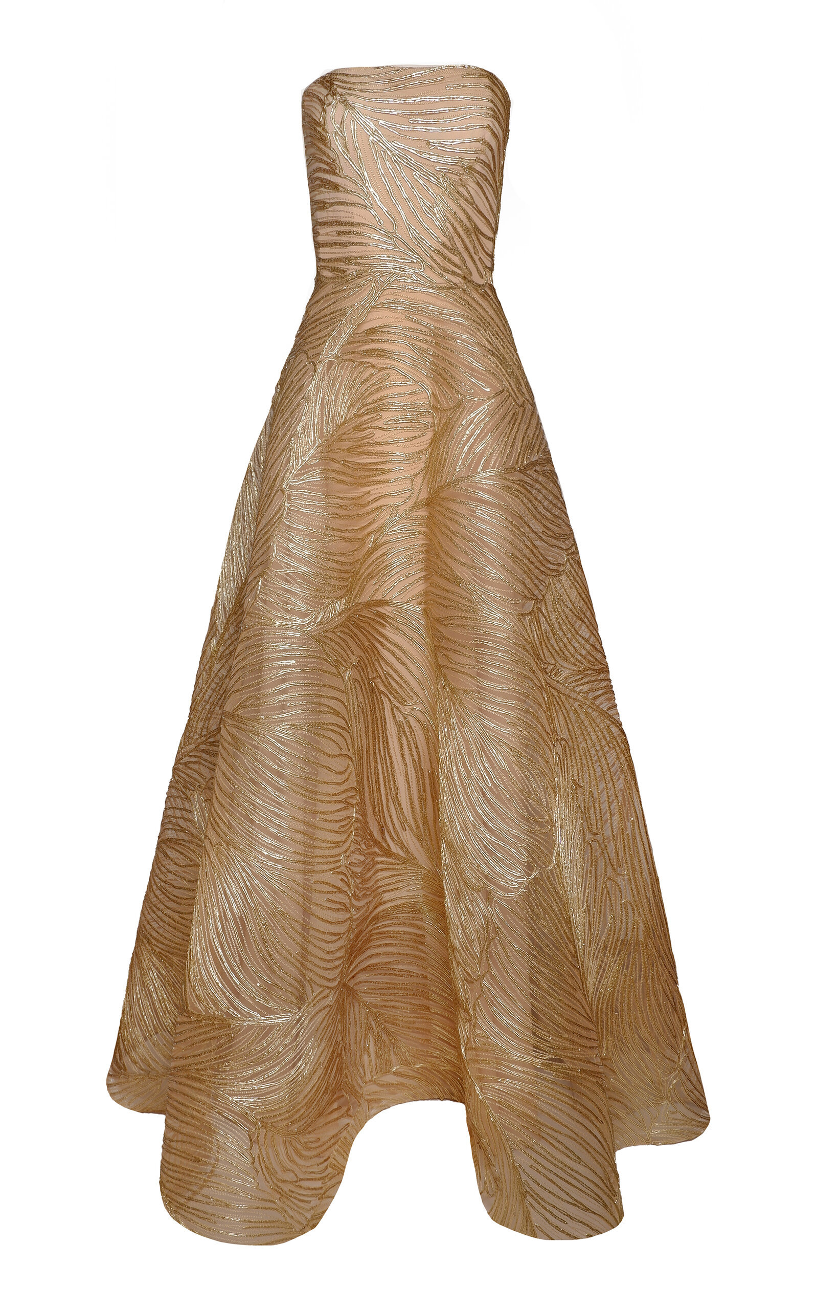 Naeem Khan Metallic Raffia Gown In Gold