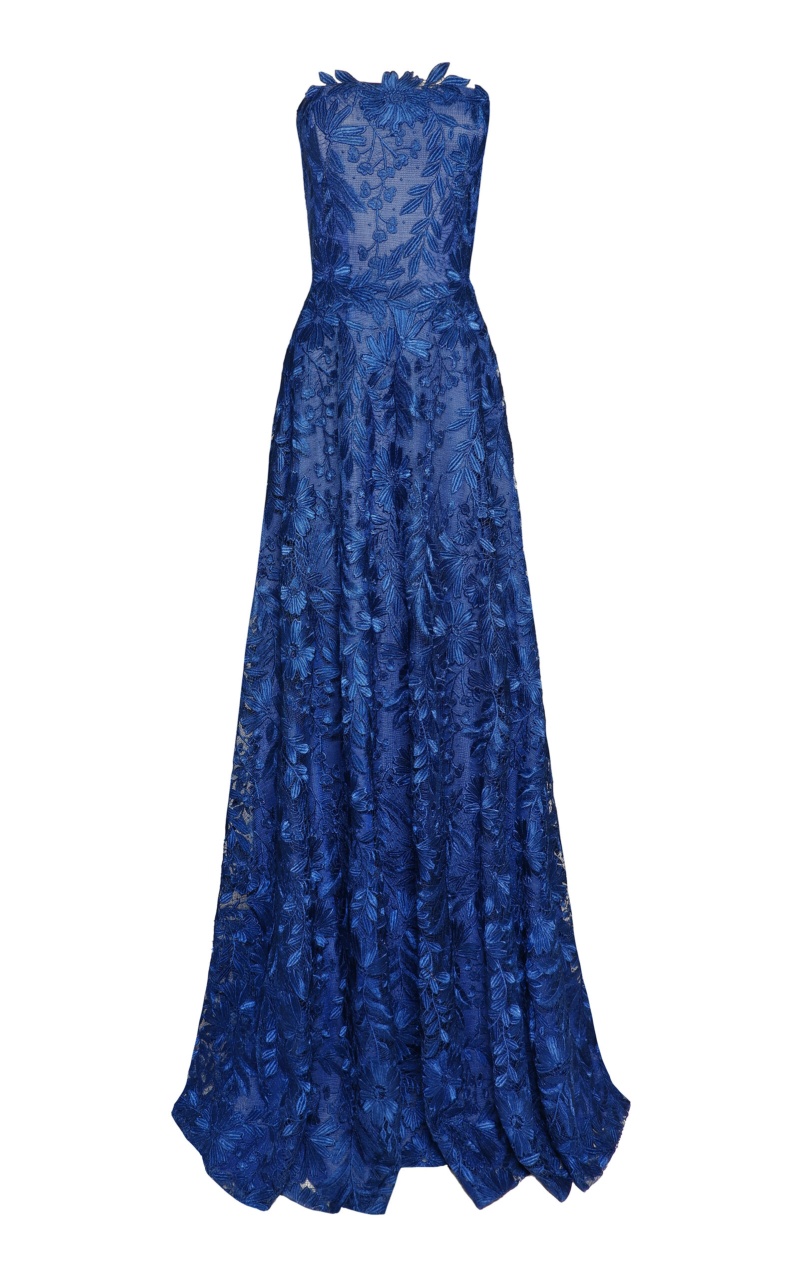 Naeem Khan Lace Gown In Navy