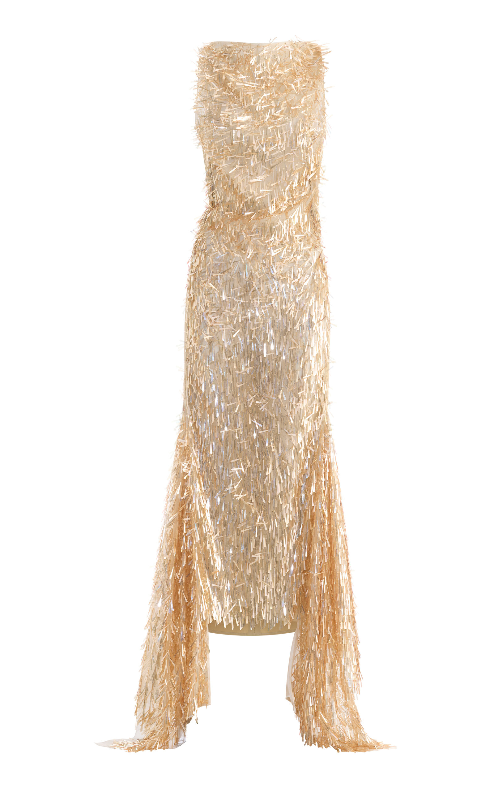 Maticevski Women's Tiara Teardrop Sequin Draped Sleeveless Gown In Silver